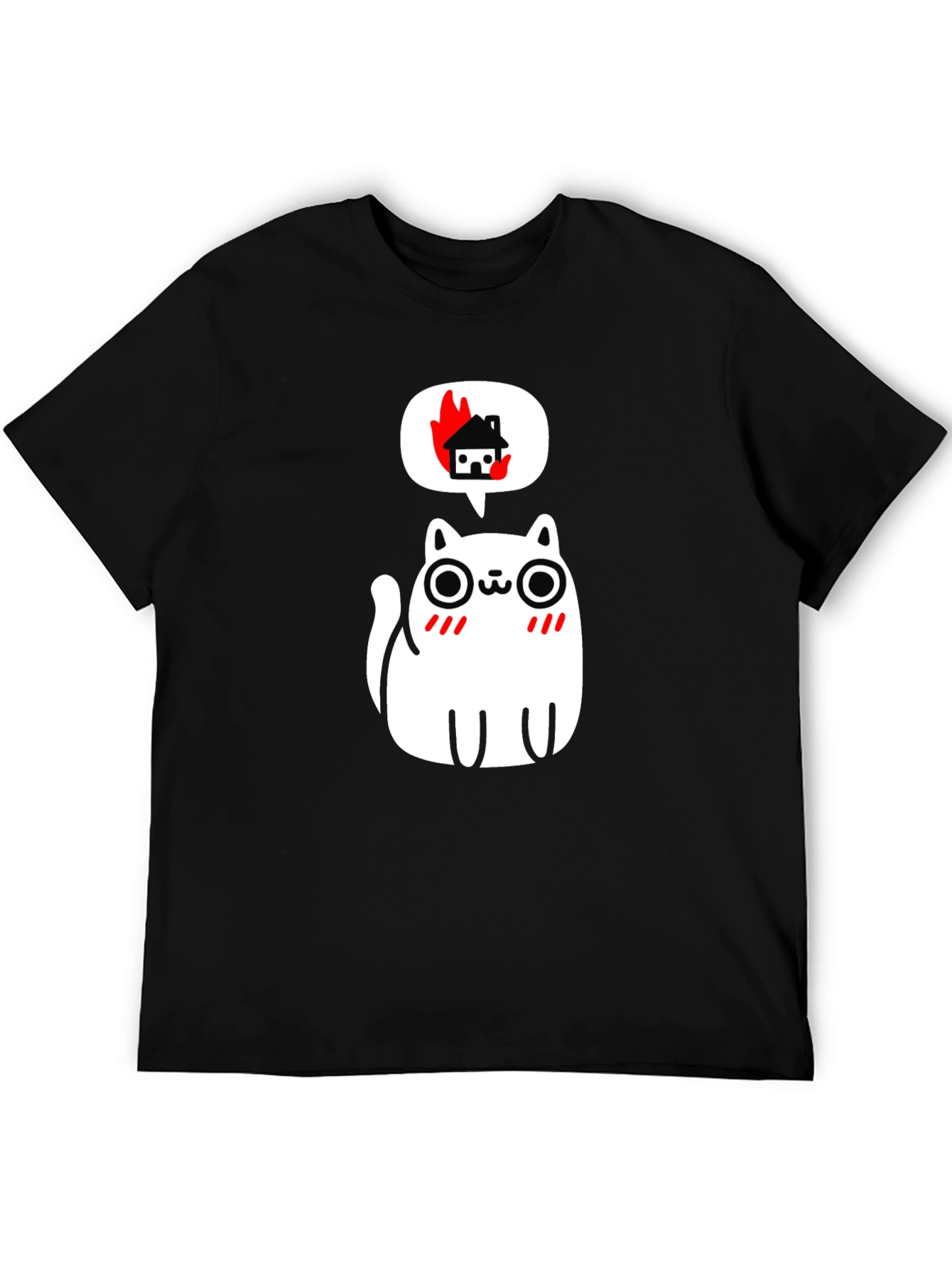 Burning House Cat T-Shirt - Quirky Graphic Tee