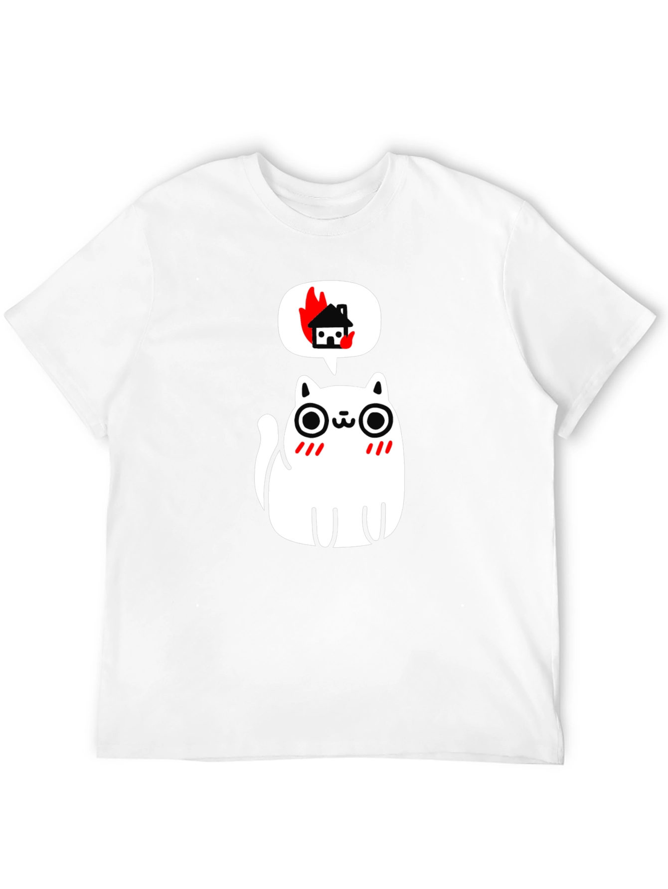Burning House Cat T-Shirt - Quirky Graphic Tee