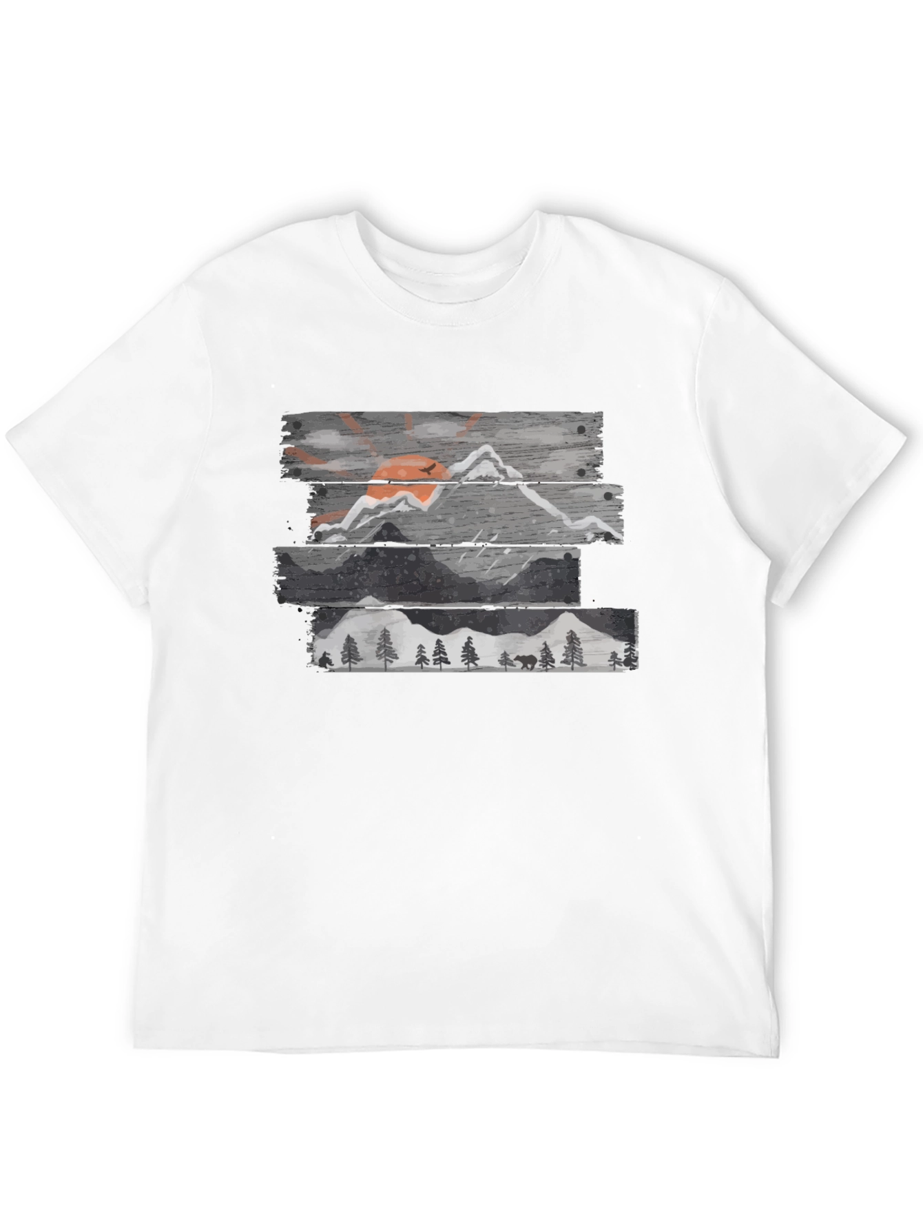 Mountain Scene Graphic Tee - Mens Black T-Shirt