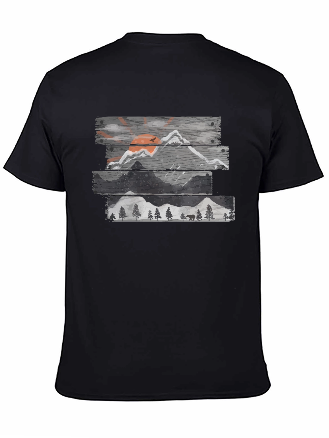 Mountain Scene Graphic Tee - Mens Black T-Shirt