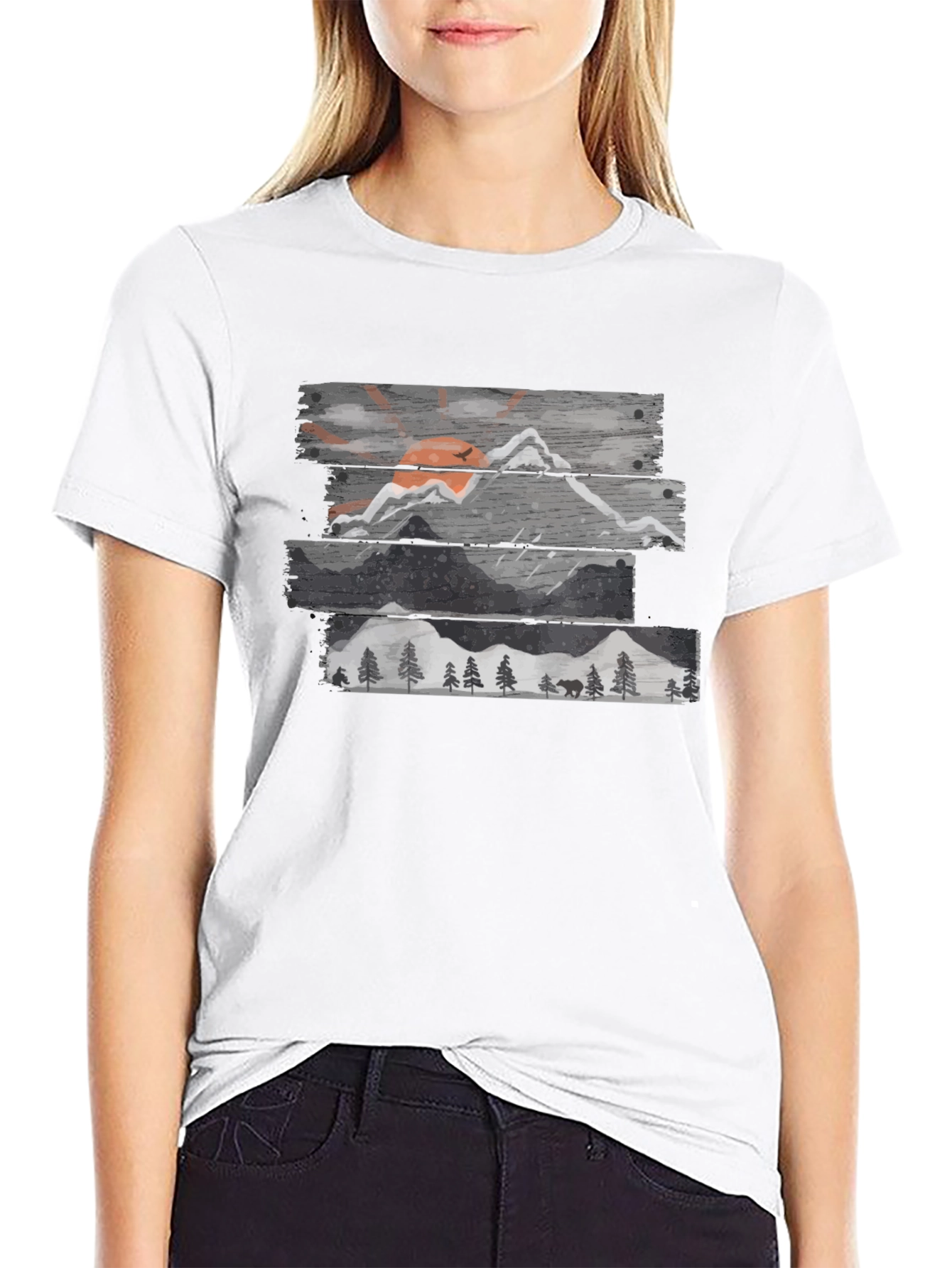 Mountain Scene Graphic Tee - Mens Black T-Shirt