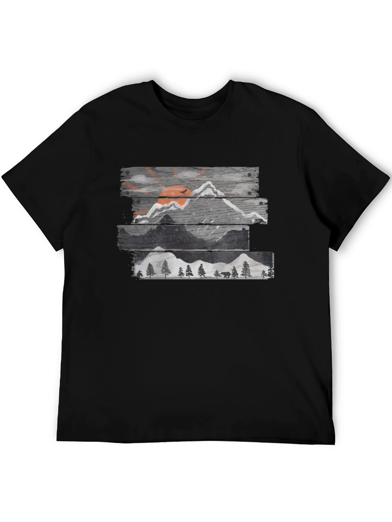 Mountain Scene Graphic Tee - Mens Black T-Shirt