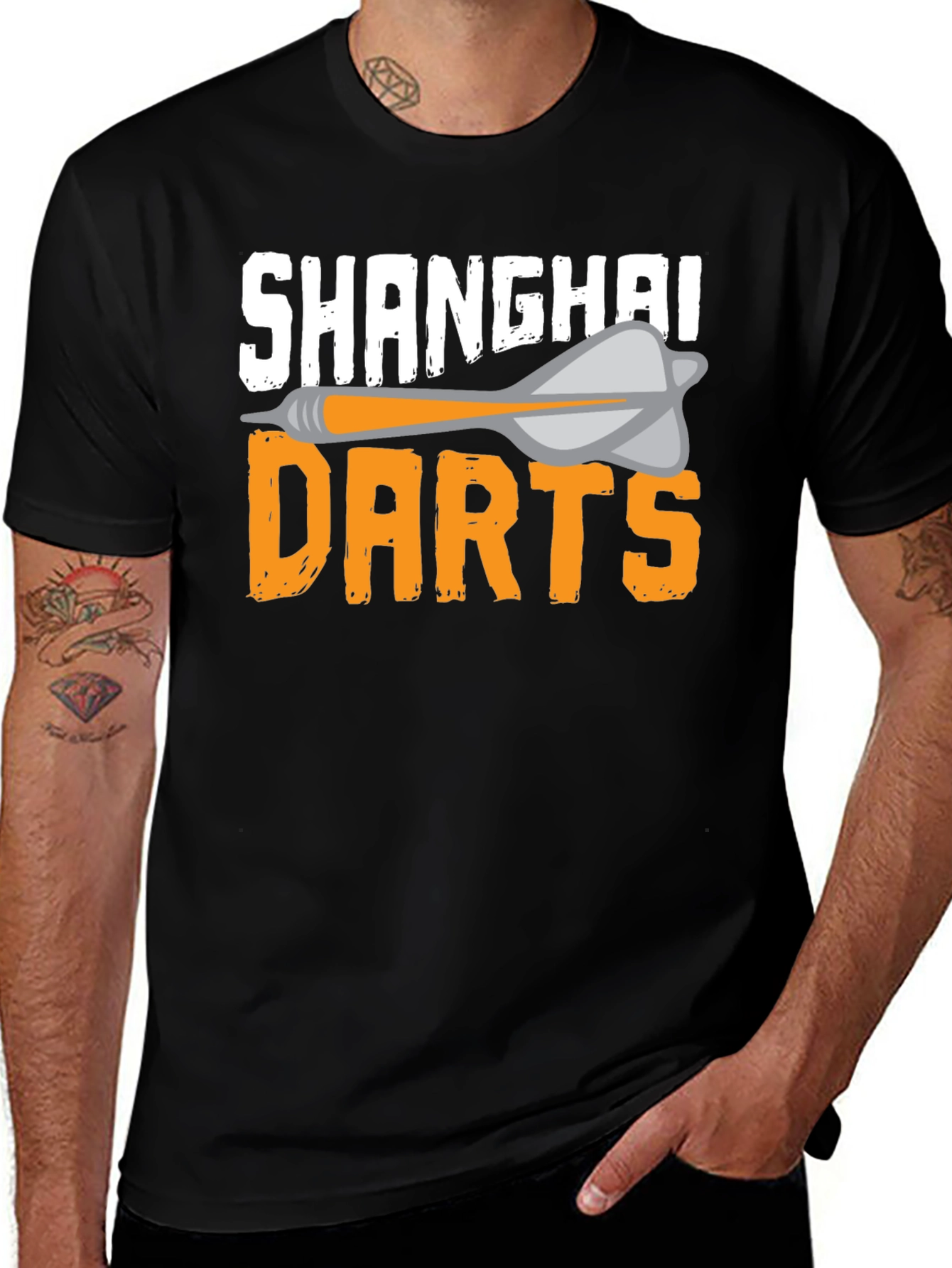 Shanghai Darts Graphic T-Shirt - Black