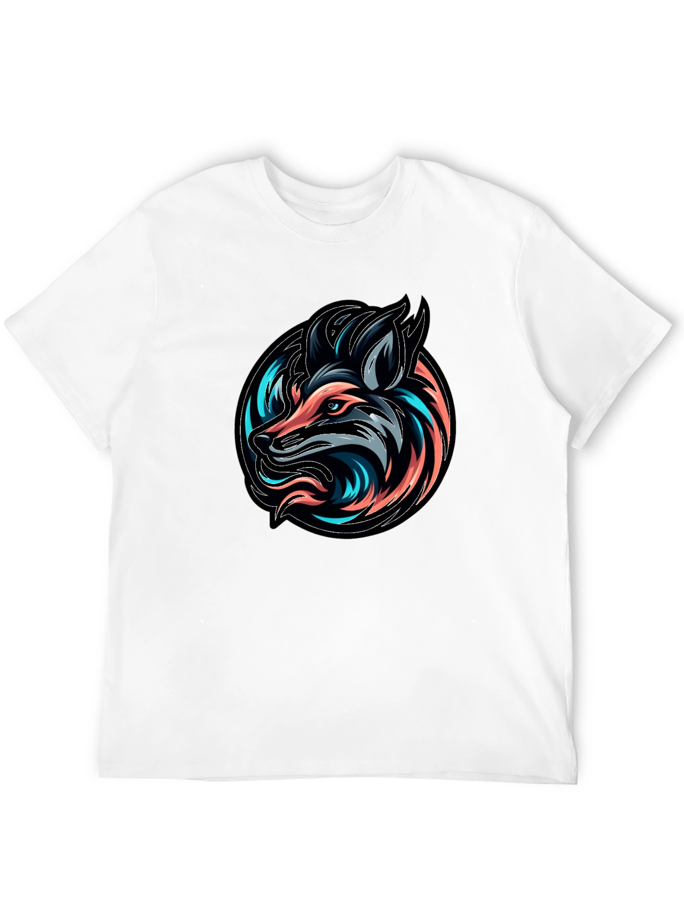 Neon Fox Graphic Black T-Shirt