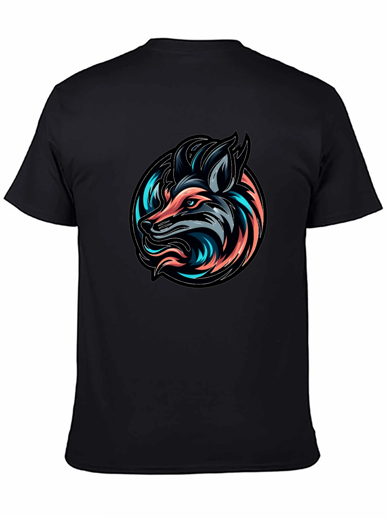 Neon Fox Graphic Black T-Shirt