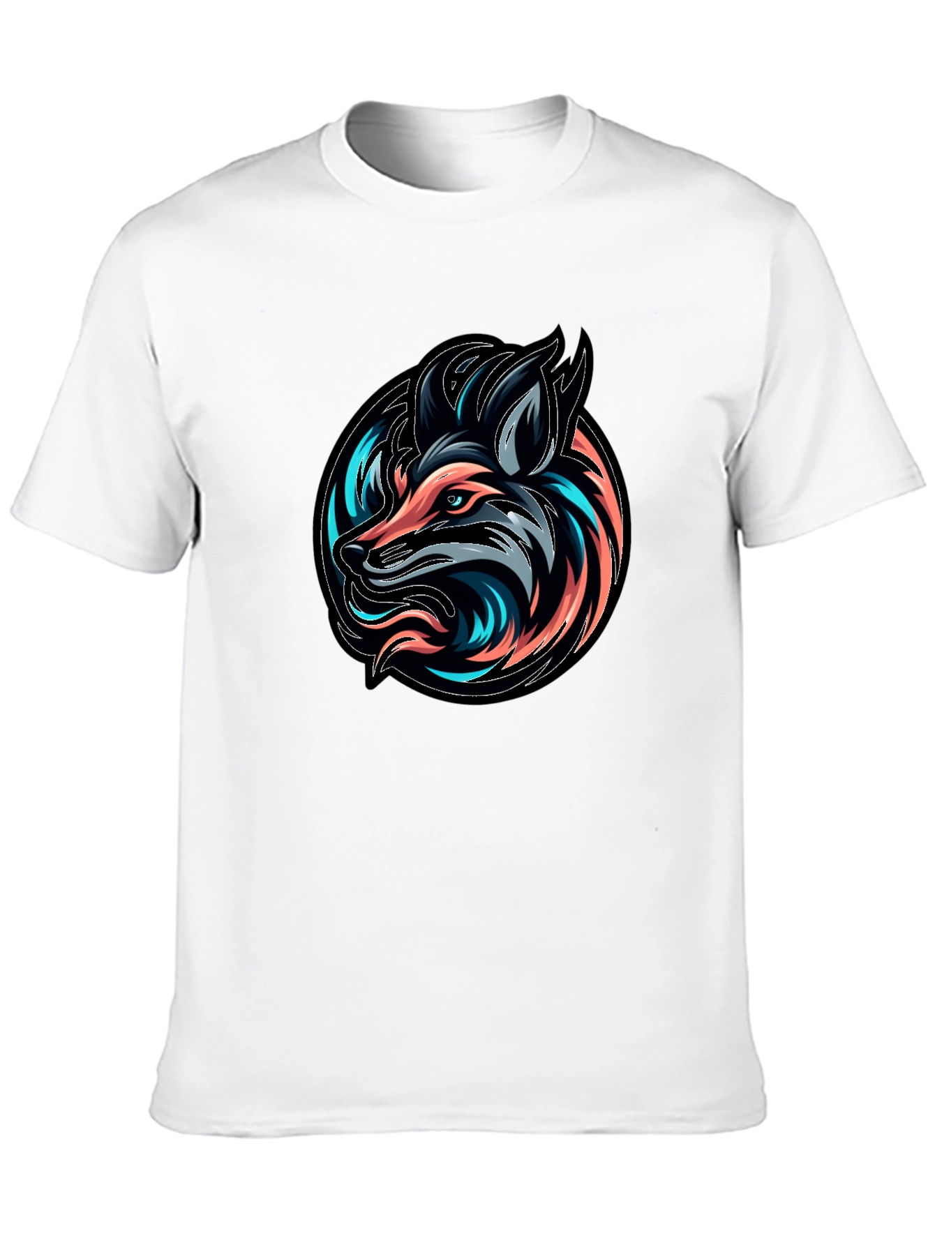 Neon Fox Graphic Black T-Shirt