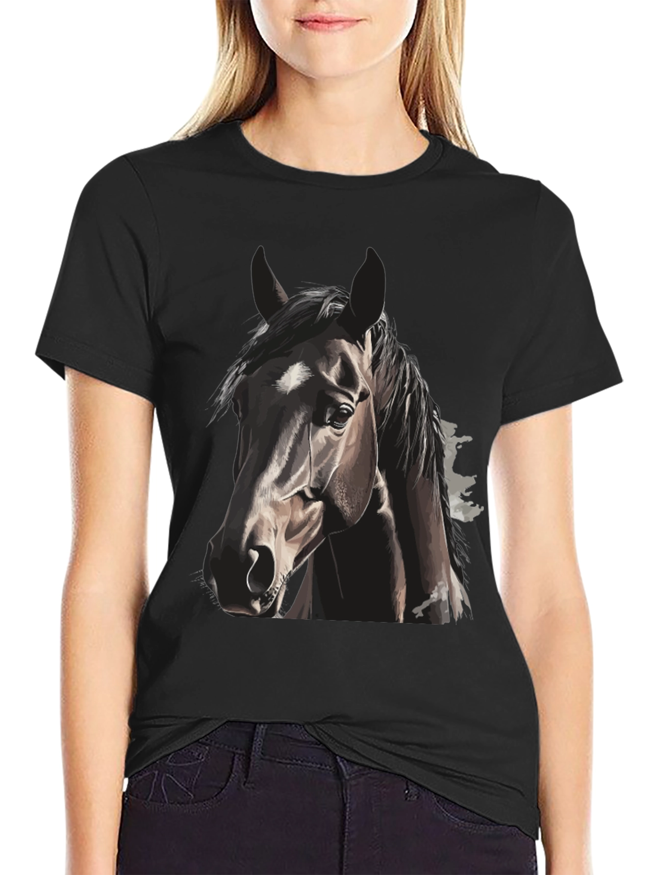 Horse Head Graphic T-Shirt - Unisex Black Tee
