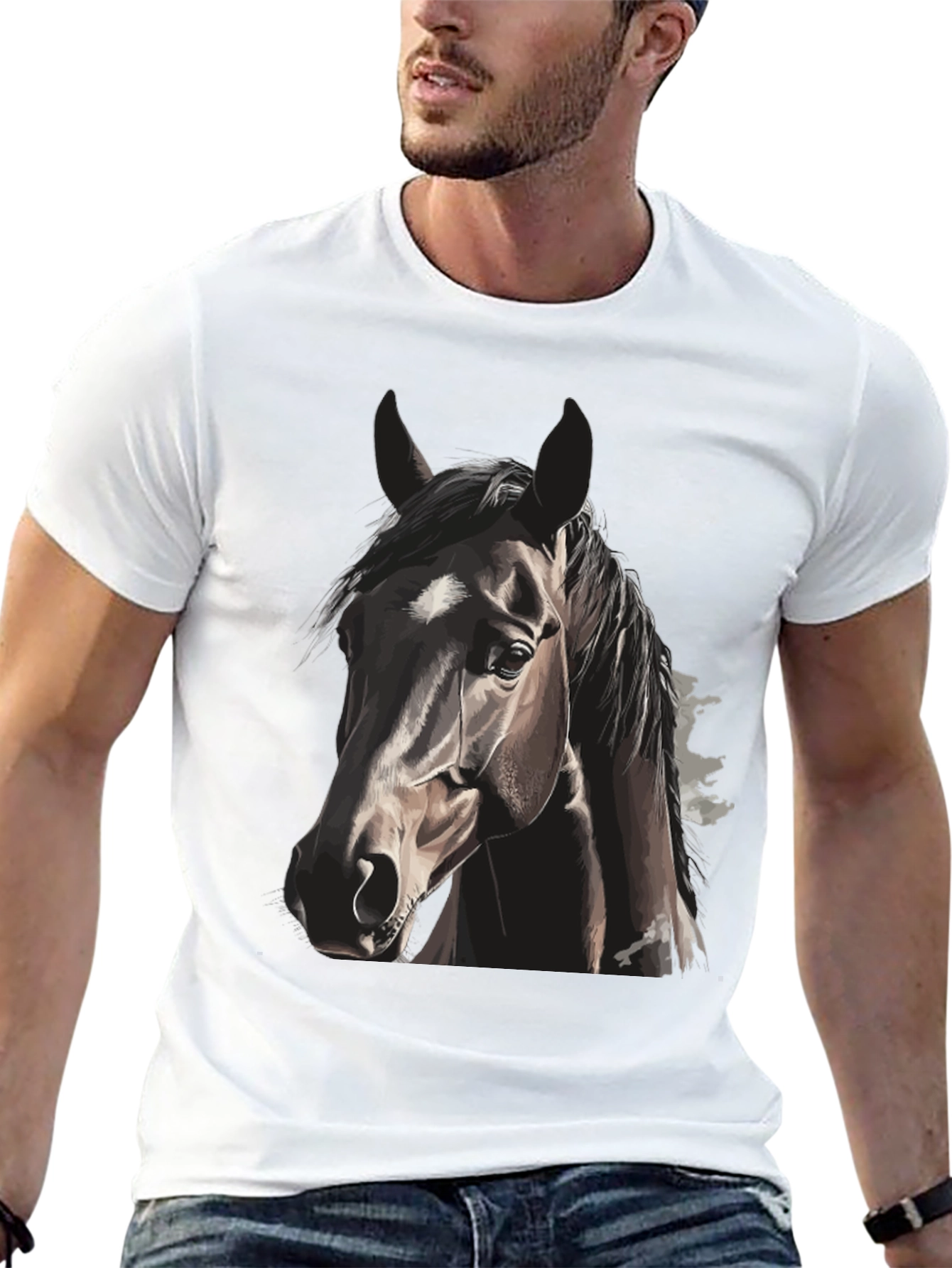 Horse Head Graphic T-Shirt - Unisex Black Tee