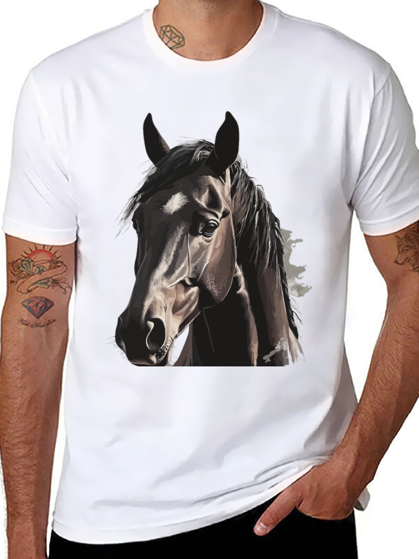 Horse Head Graphic T-Shirt - Unisex Black Tee