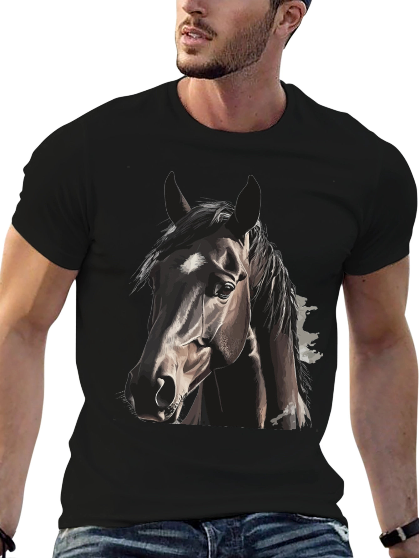 Horse Head Graphic T-Shirt - Unisex Black Tee
