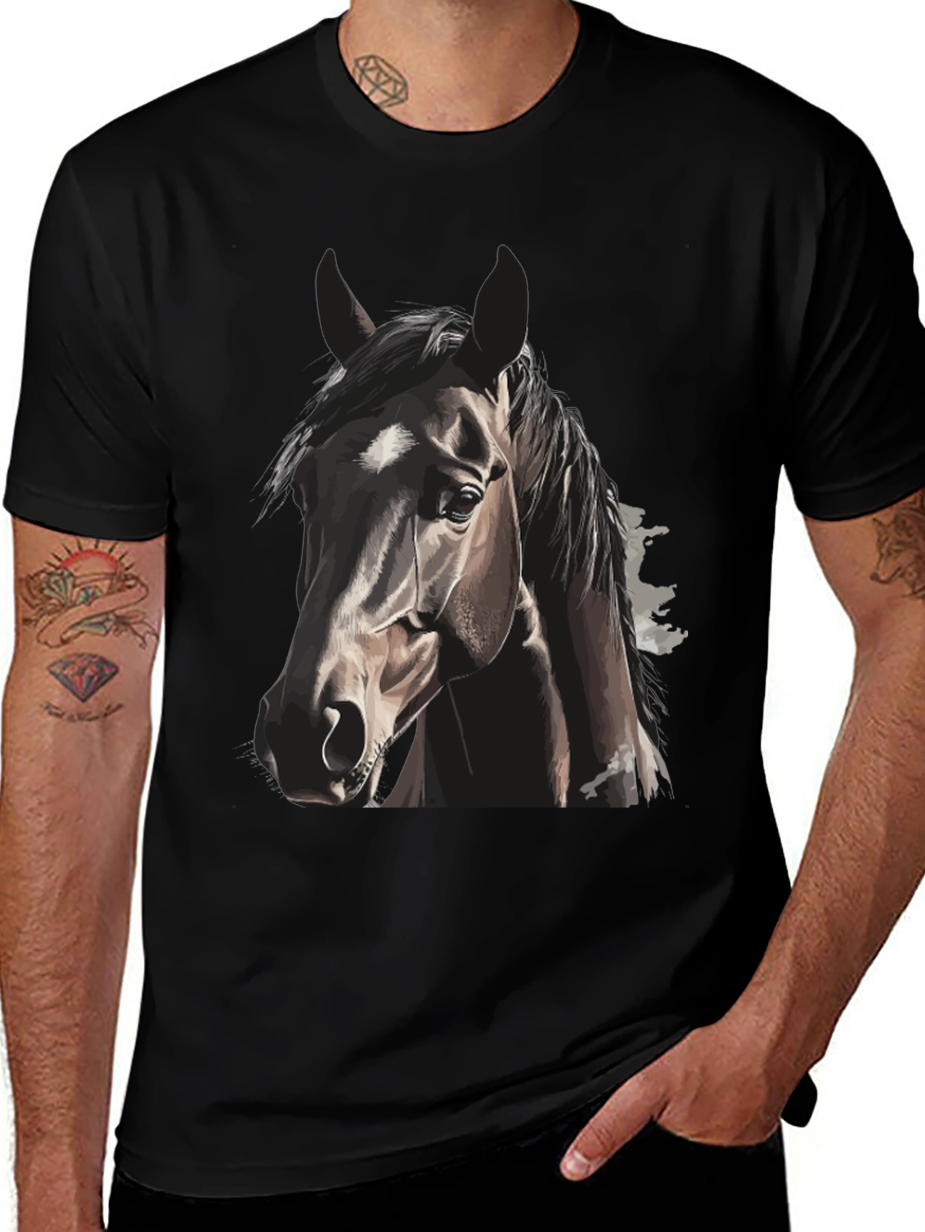 Horse Head Graphic T-Shirt - Unisex Black Tee