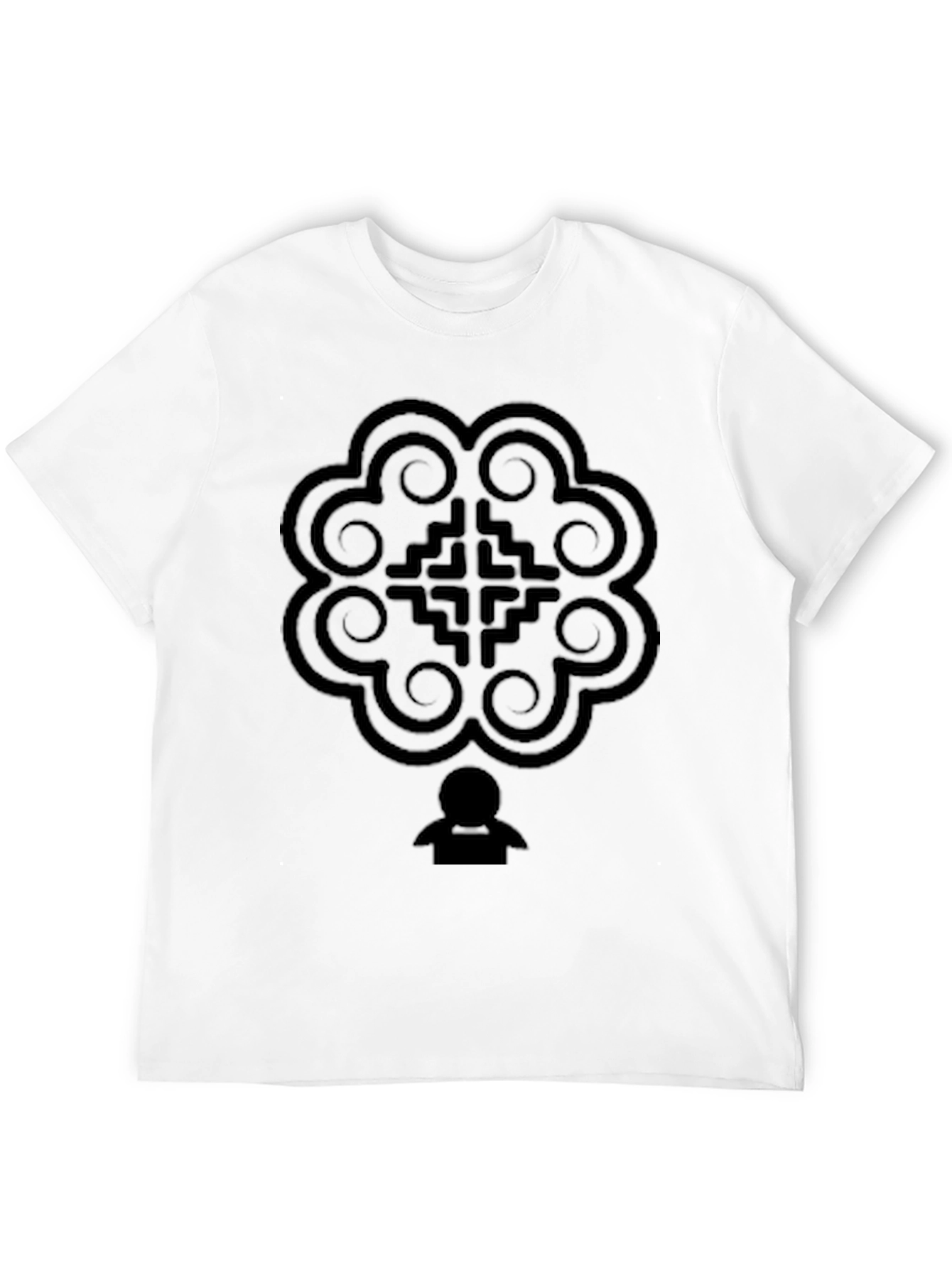 Abstract Graphic T-Shirt - Solid Black Crew Neck Tee