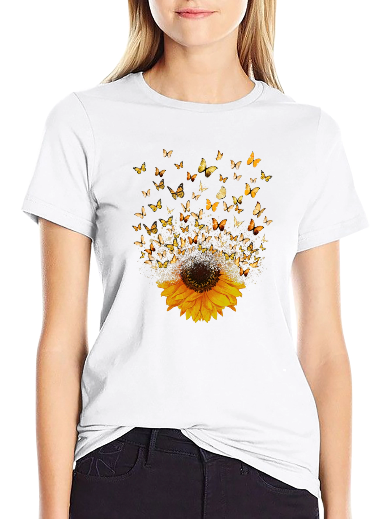 Sunflower Butterfly Graphic Tee