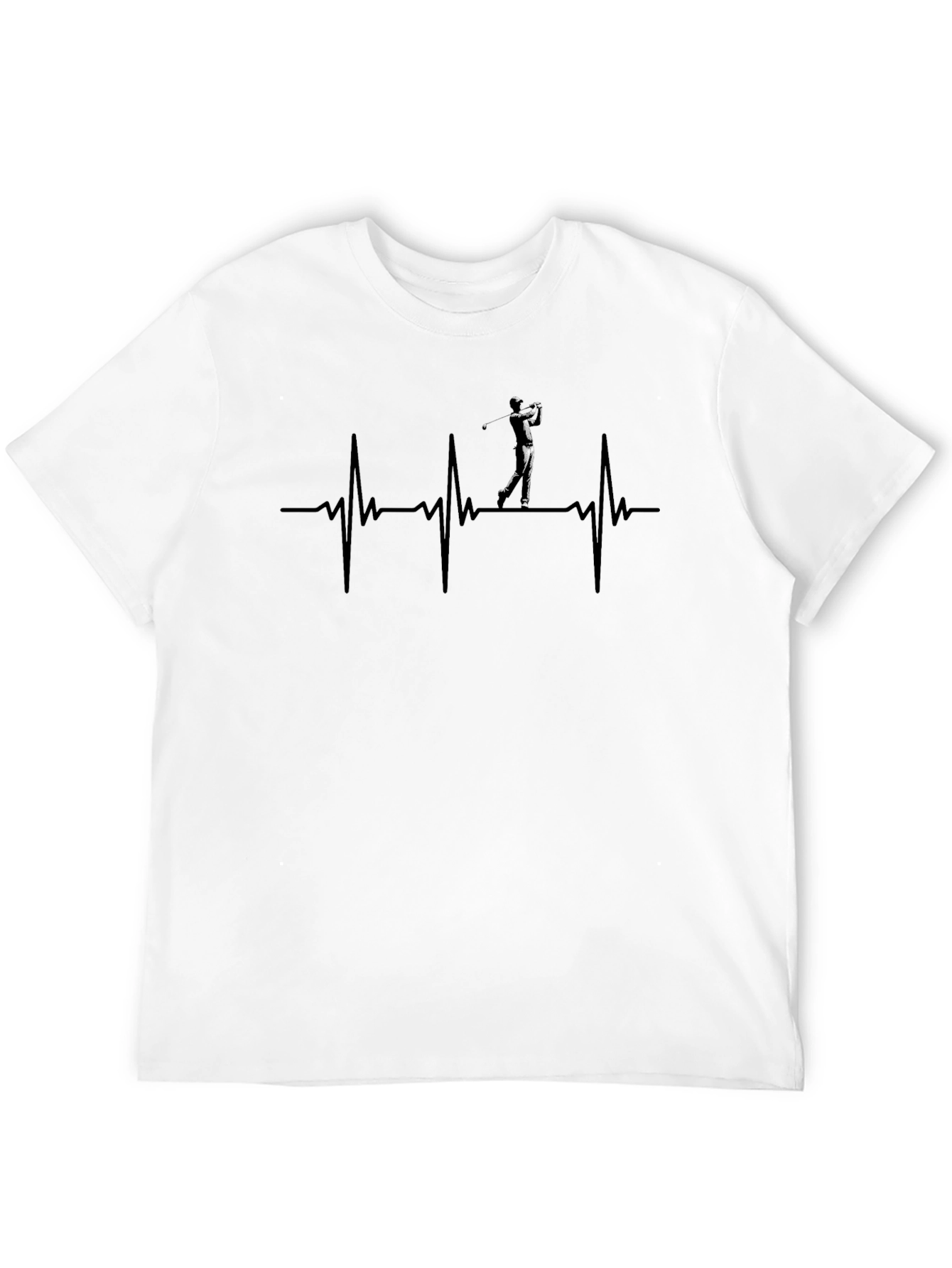 Golf Heartbeat Graphic Tee - Black Cotton T-Shirt