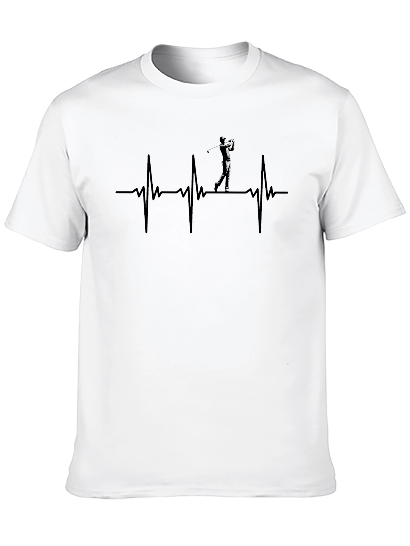 Golf Heartbeat Graphic Tee - Black Cotton T-Shirt