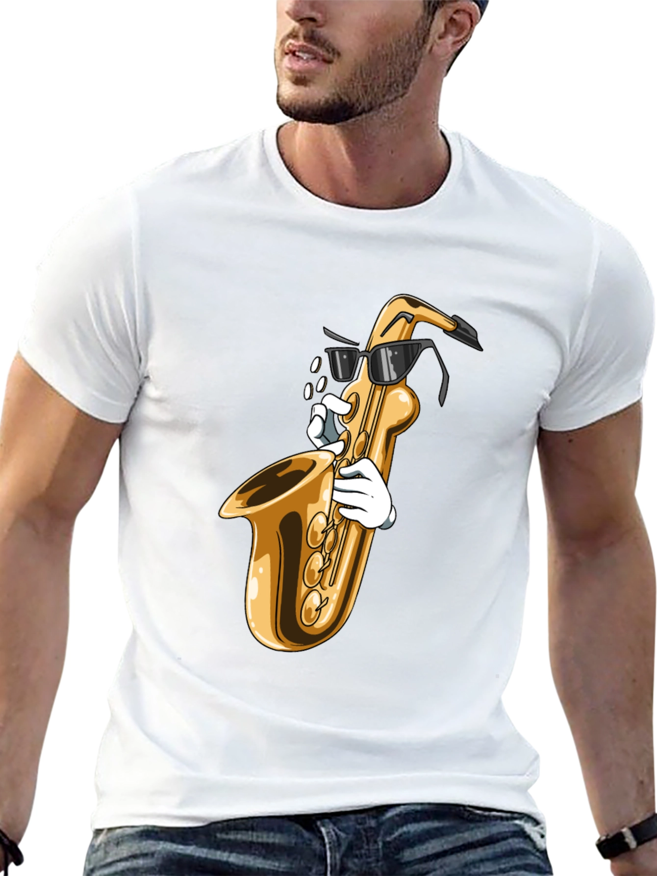 Cool Saxophone Graphic Tee - Music Lover Shirt