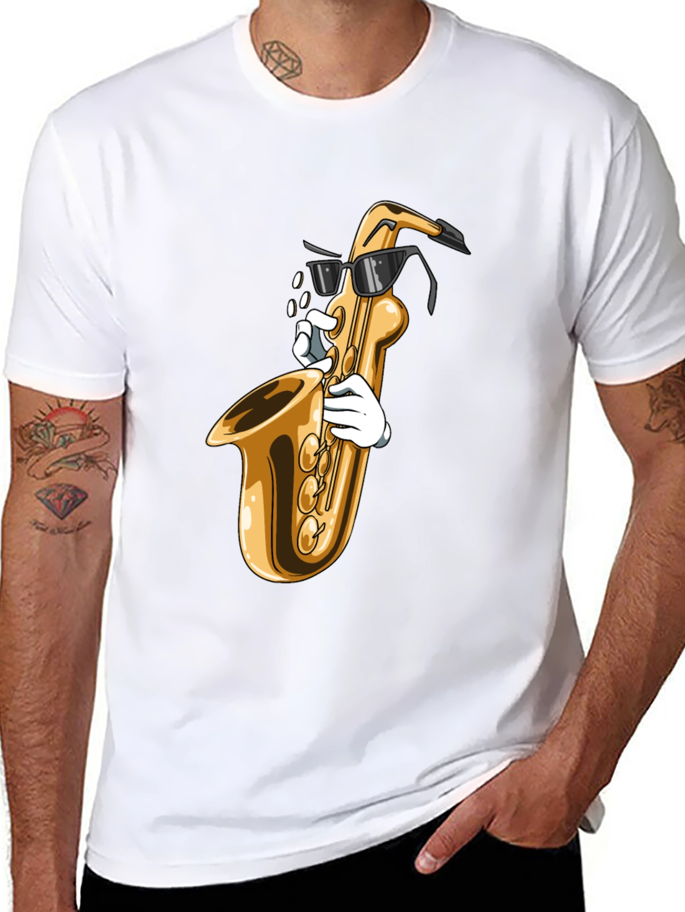 Cool Saxophone Graphic Tee - Music Lover Shirt