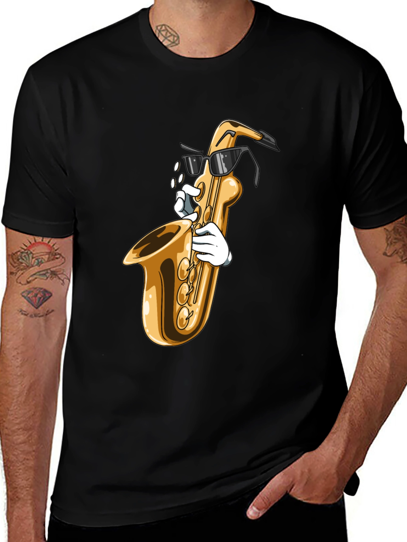 Cool Saxophone Graphic Tee - Music Lover Shirt