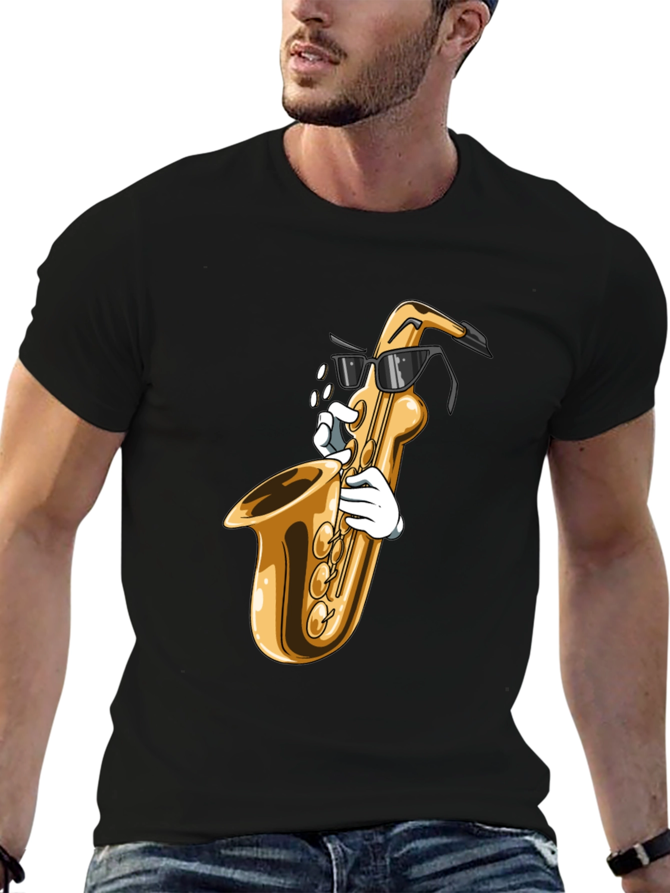 Cool Saxophone Graphic Tee - Music Lover Shirt