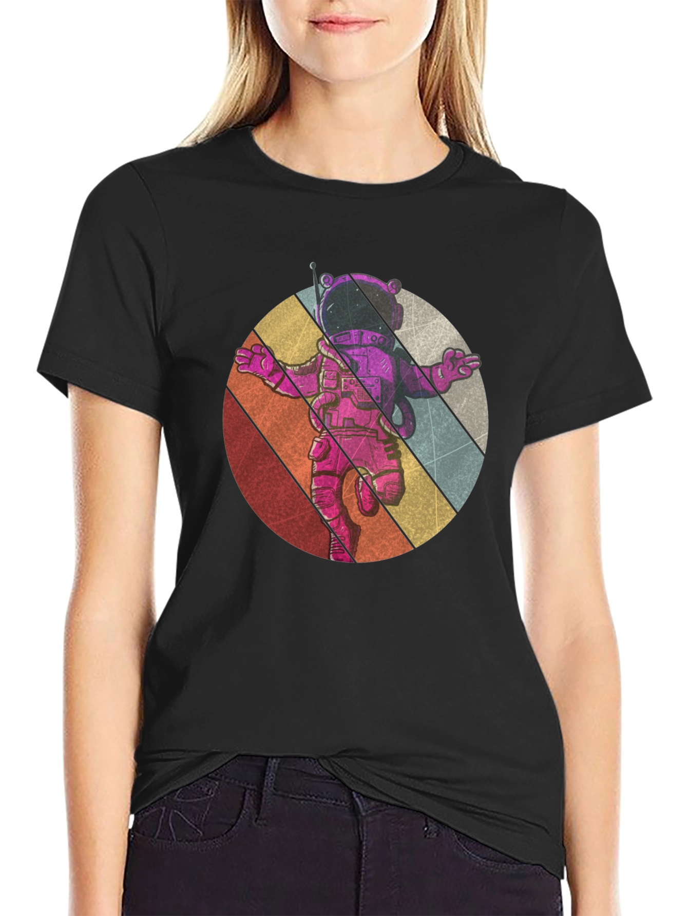 Retro Astronaut Graphic Tee - Black