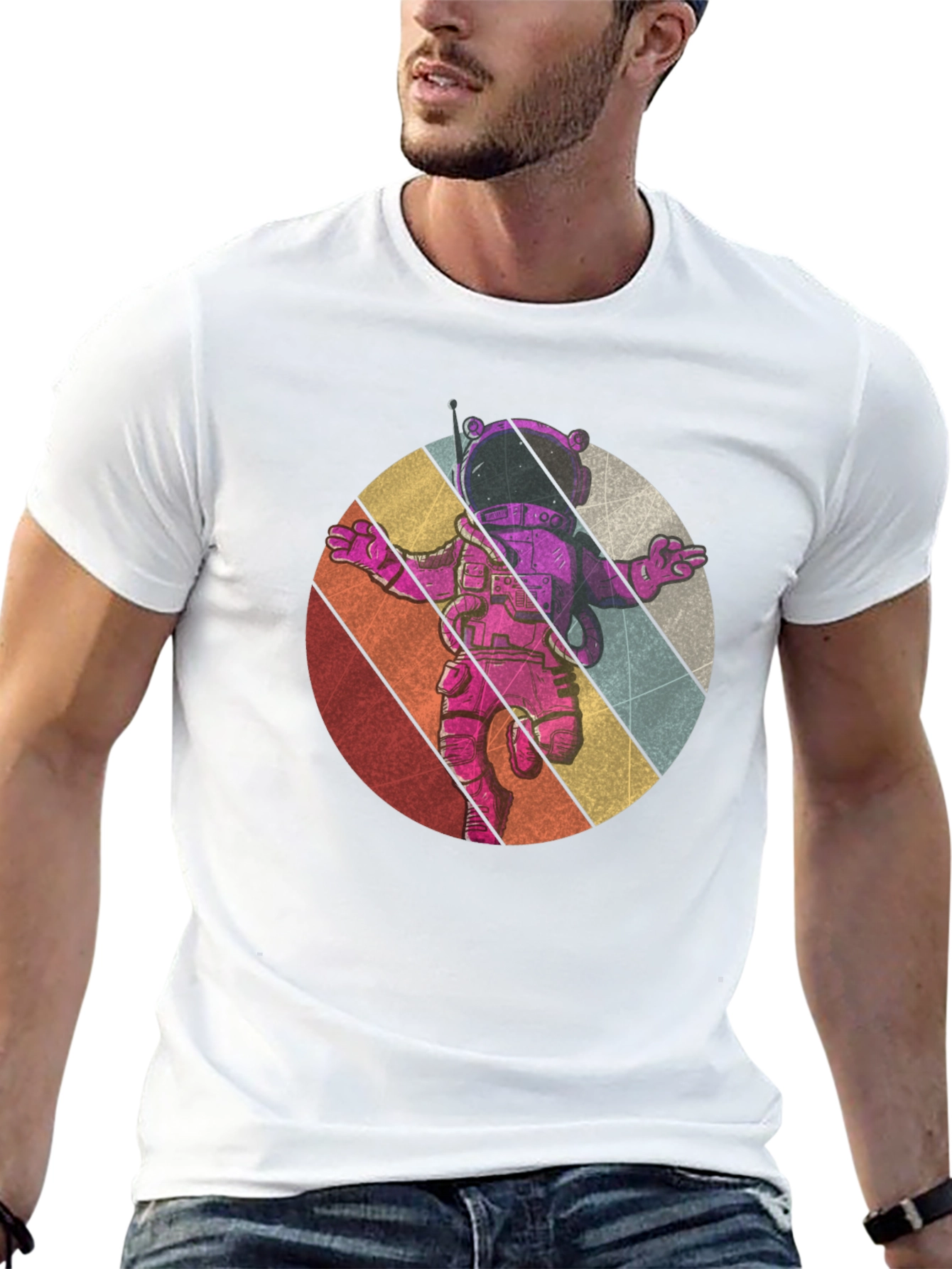 Retro Astronaut Graphic Tee - Black