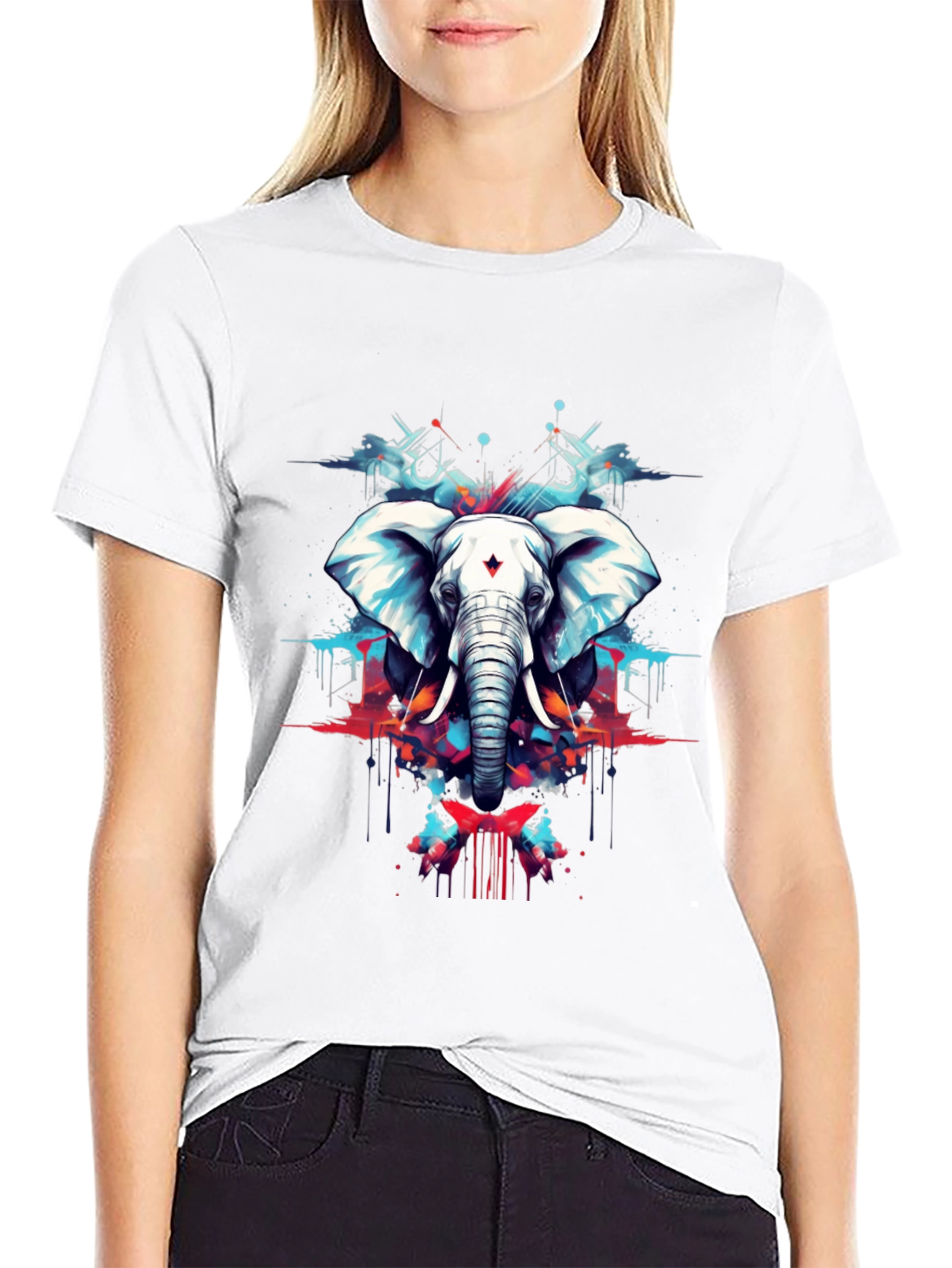 Elephant Art Black Tee - Stylish Graphic Print