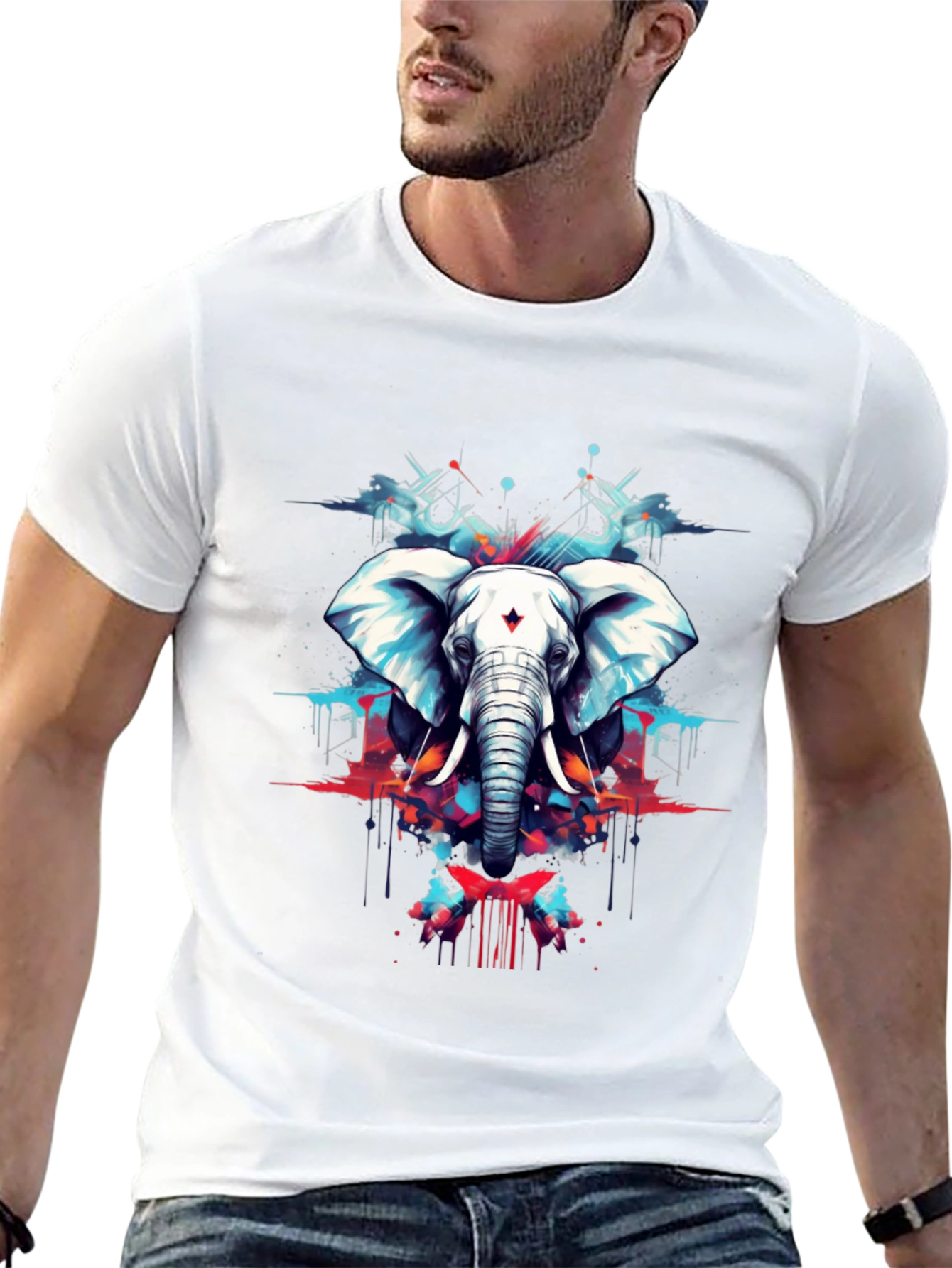 Elephant Art Black Tee - Stylish Graphic Print