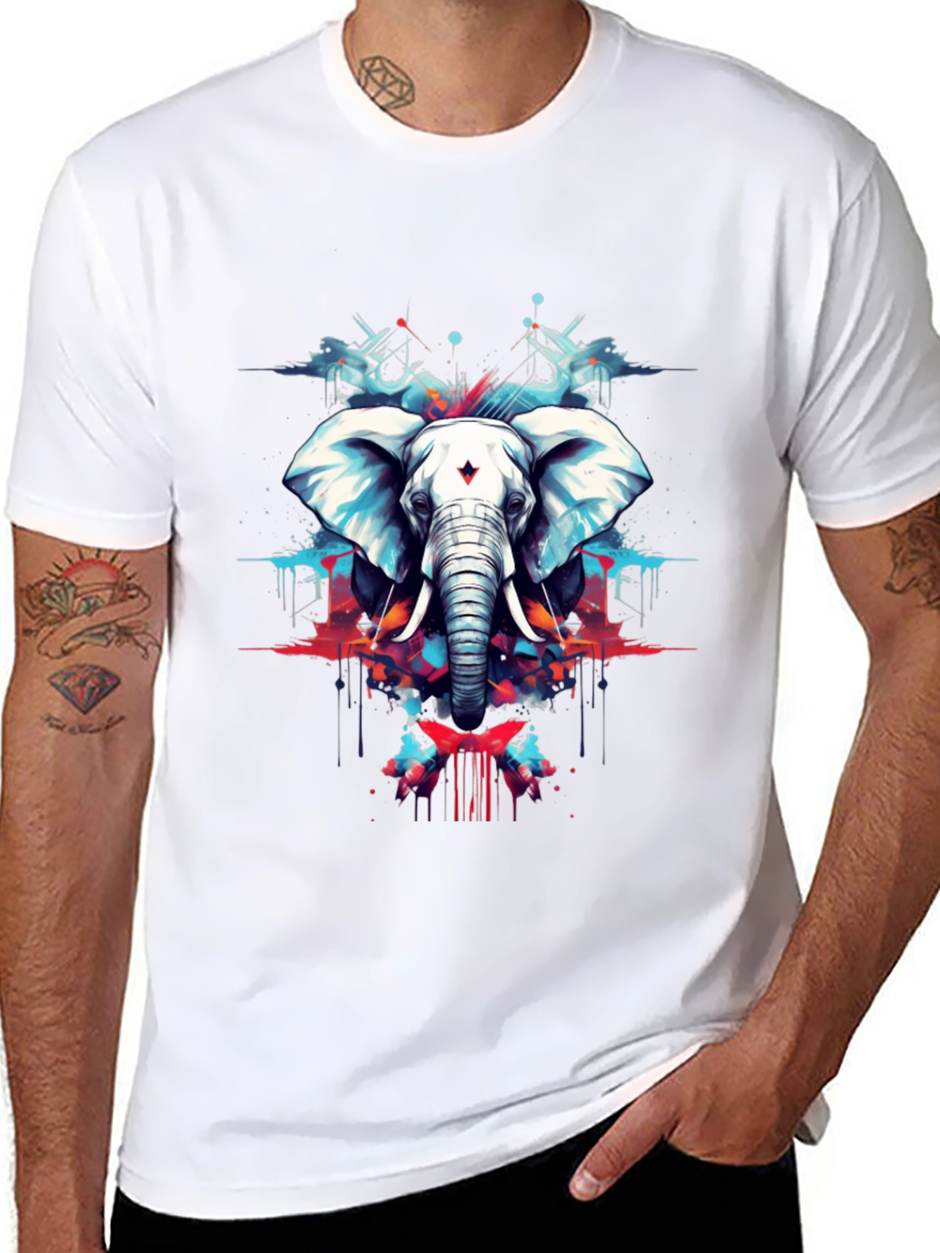 Elephant Art Black Tee - Stylish Graphic Print