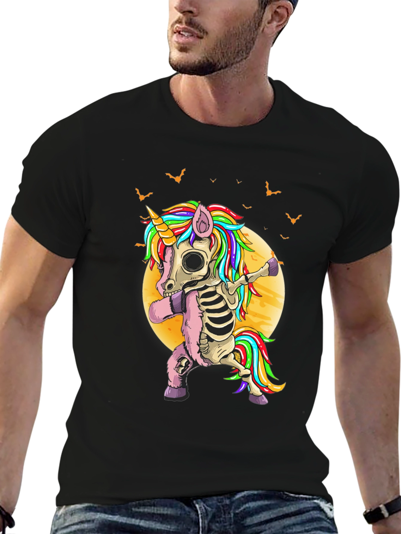Halloween Skeleton Unicorn Dabbing T-Shirt