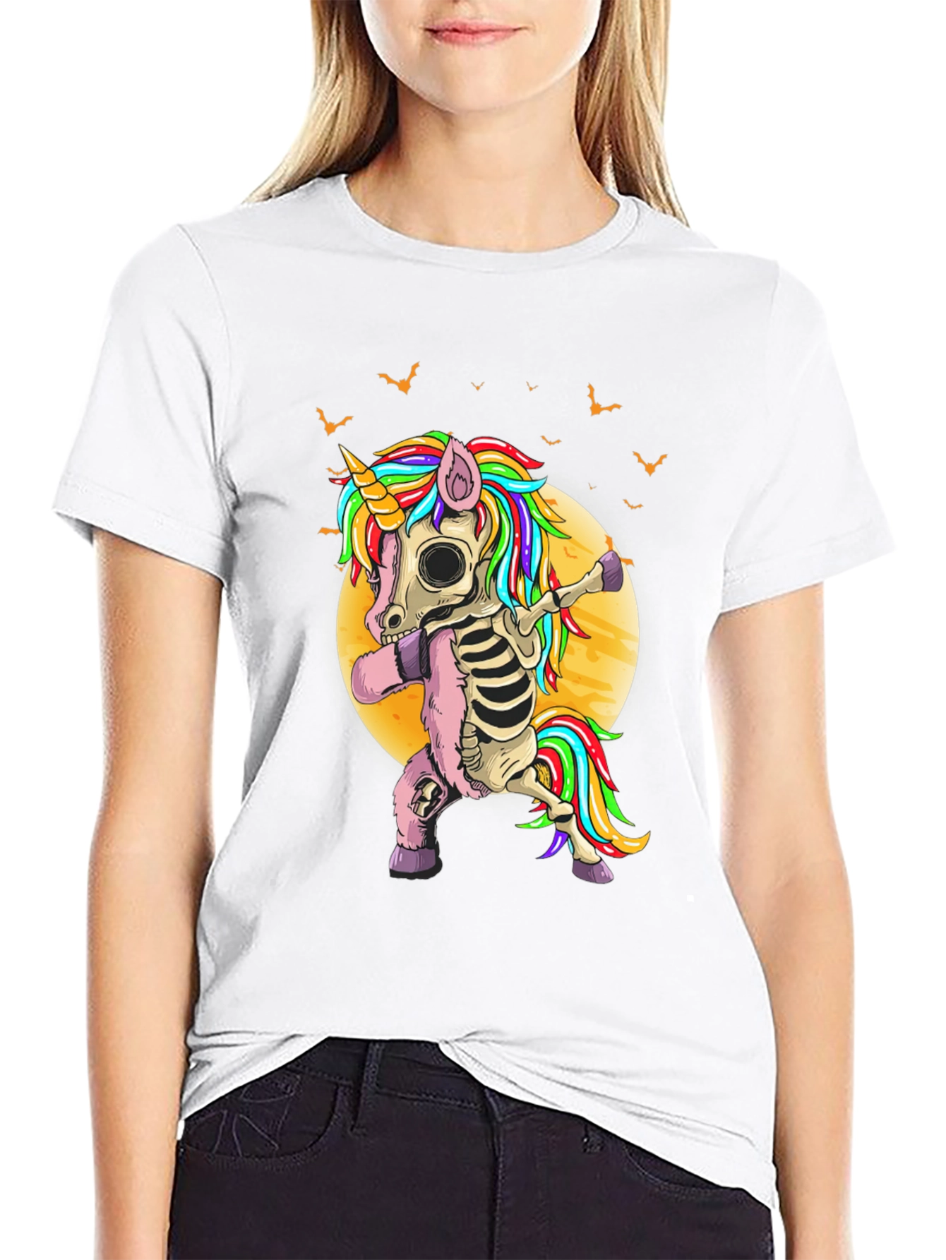 Halloween Skeleton Unicorn Dabbing T-Shirt