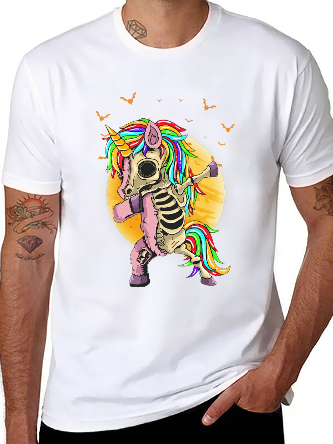 Halloween Skeleton Unicorn Dabbing T-Shirt