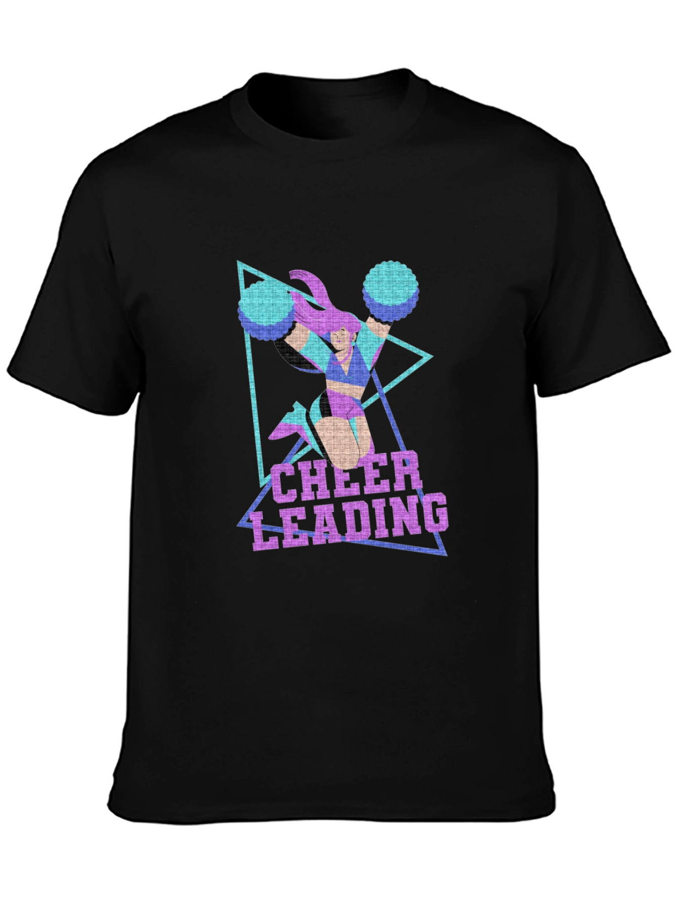 Cheerleading Graphic Print Black T-Shirt