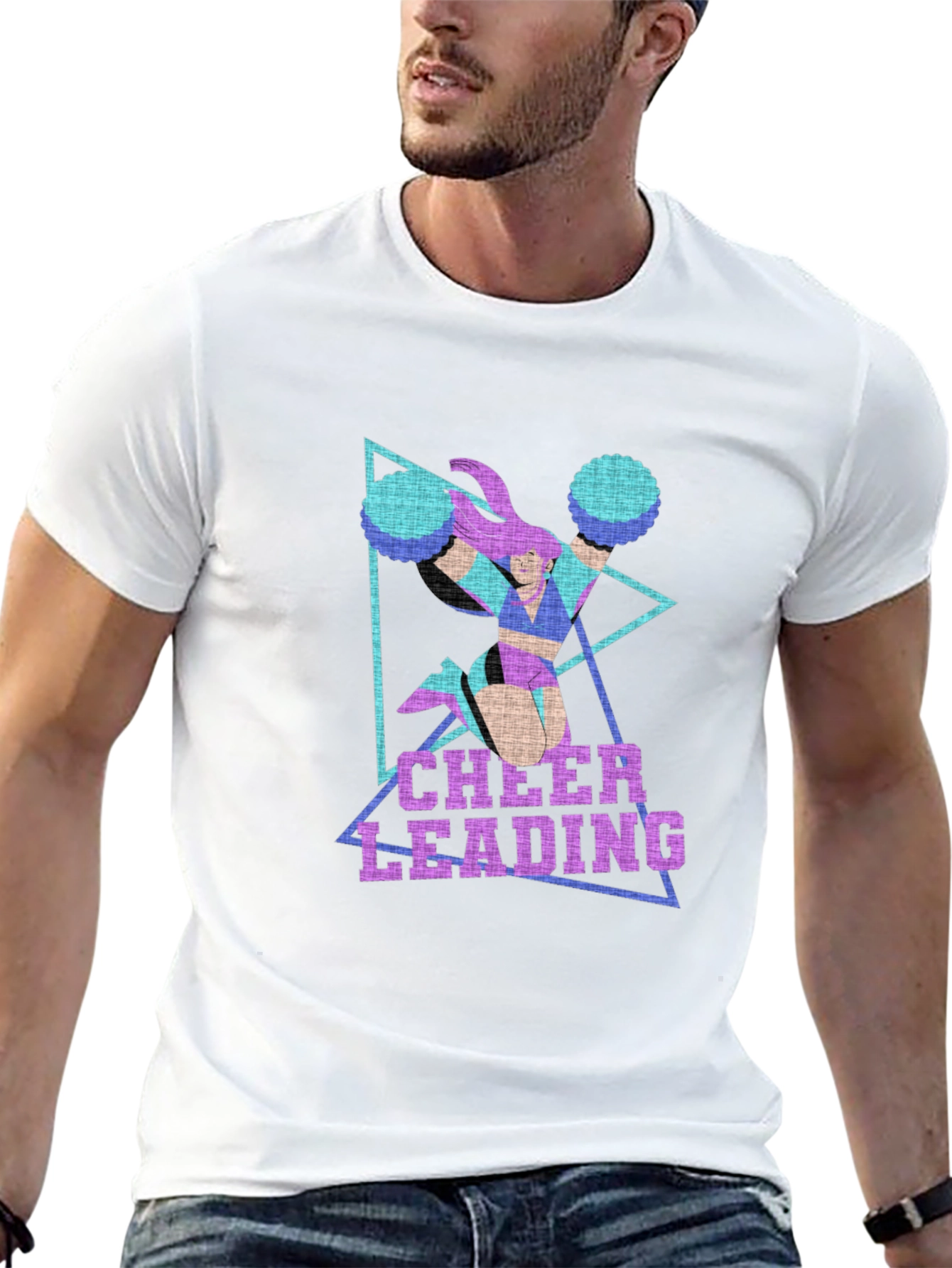 Cheerleading Graphic Print Black T-Shirt