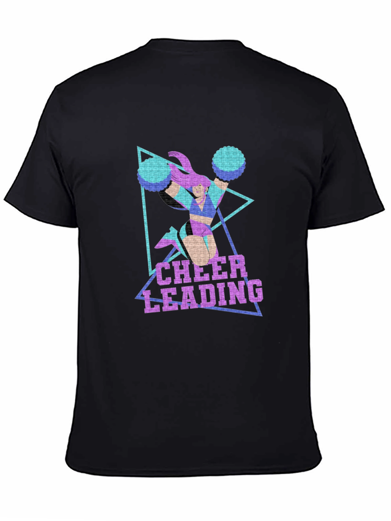 Cheerleading Graphic Print Black T-Shirt