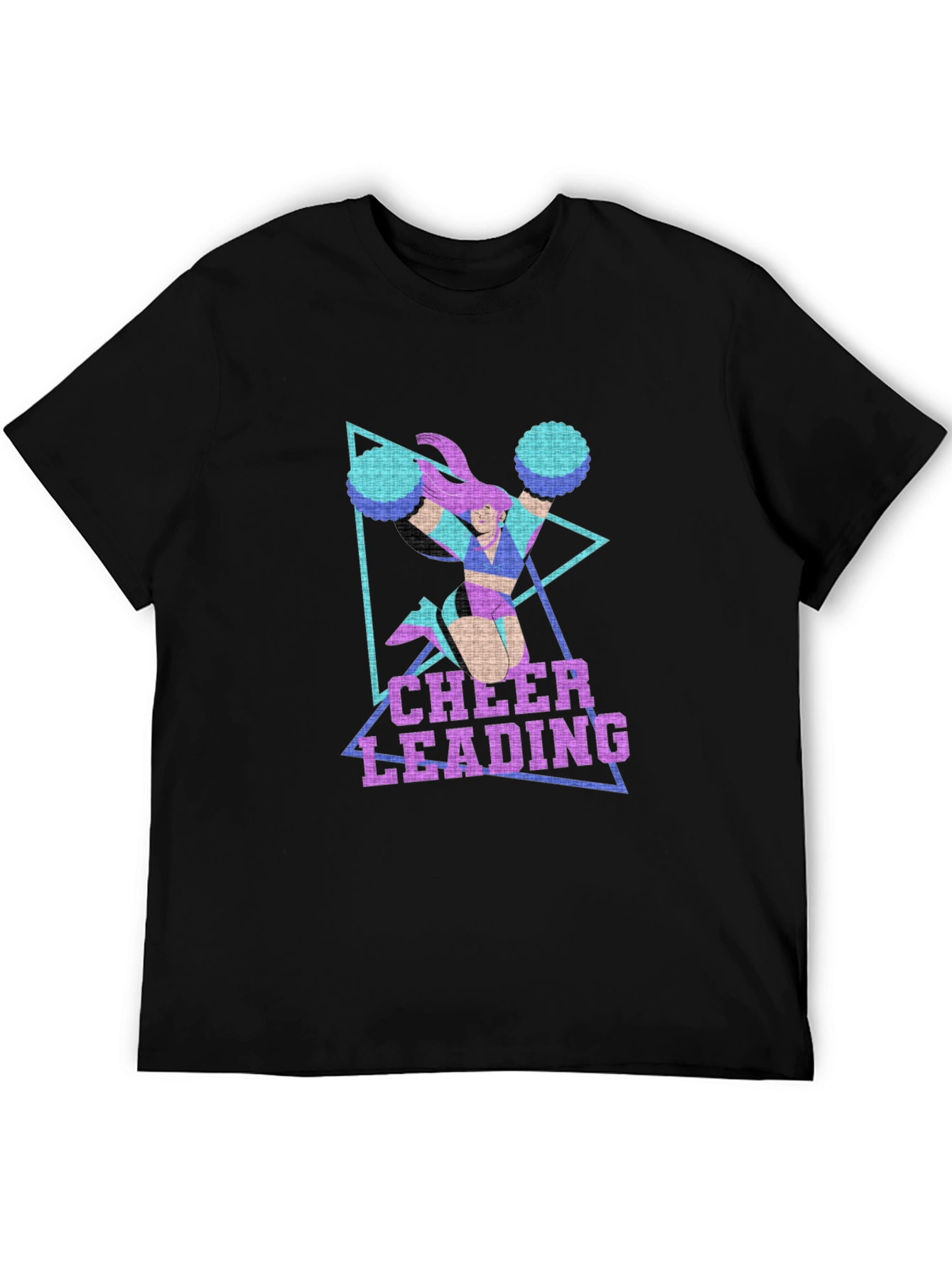 Cheerleading Graphic Print Black T-Shirt