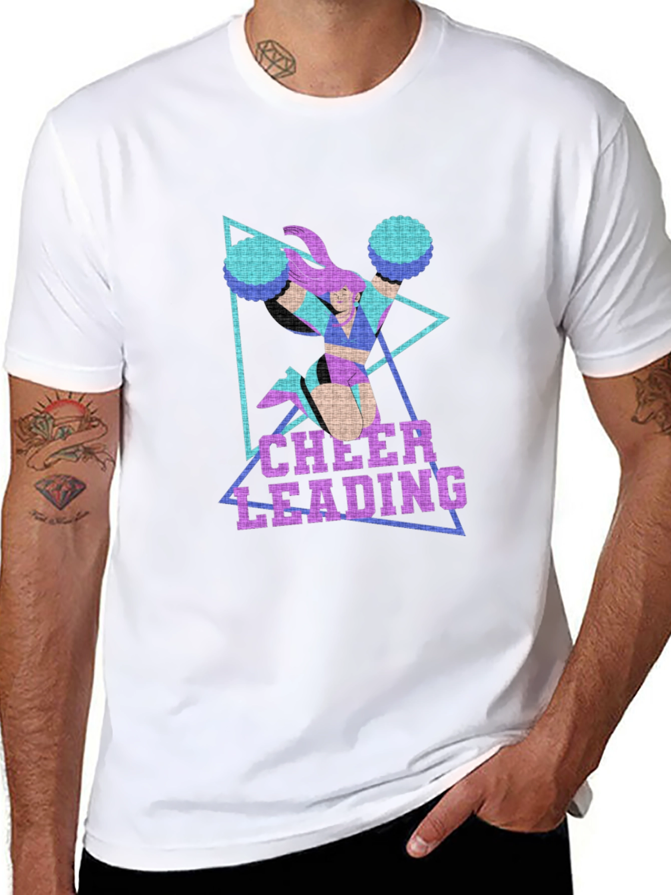 Cheerleading Graphic Print Black T-Shirt