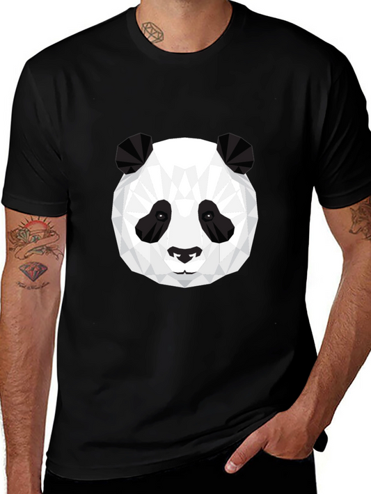 Geometric Panda Graphic Tee - Black T-Shirt