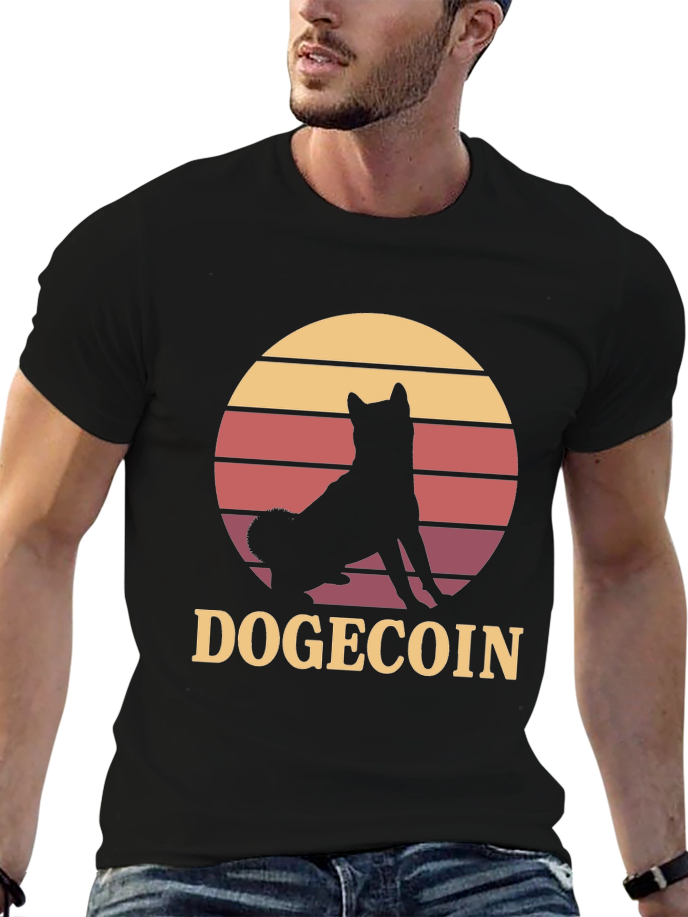 Dogecoin Shiba Inu Sunset Graphic T-Shirt