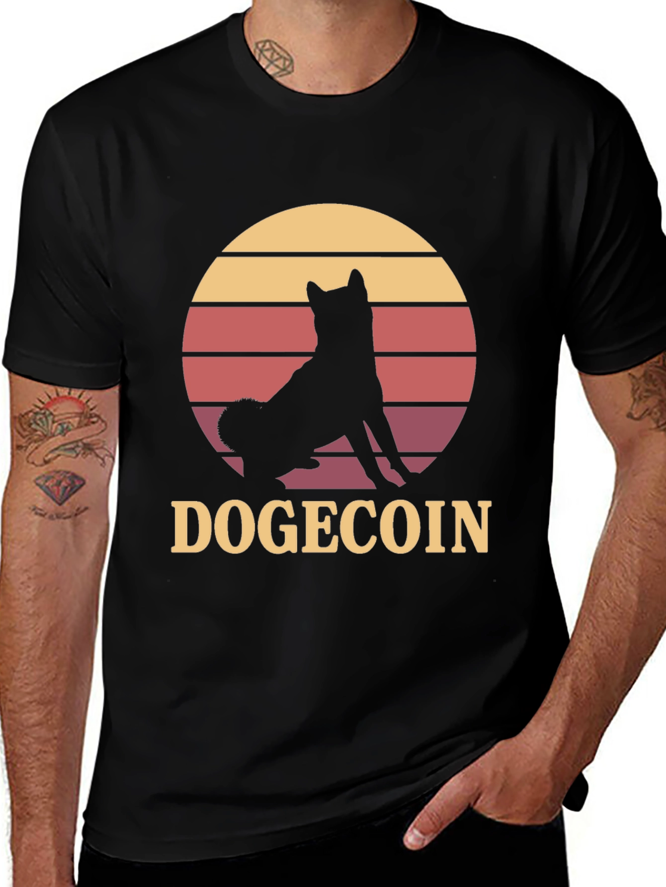 Dogecoin Shiba Inu Sunset Graphic T-Shirt