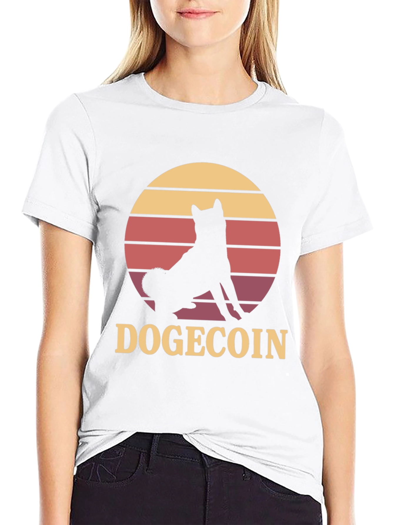 Dogecoin Shiba Inu Sunset Graphic T-Shirt