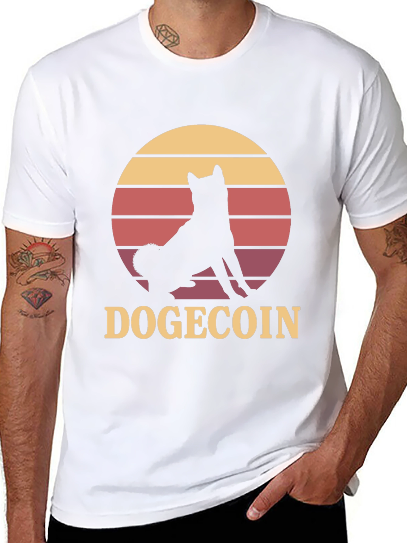 Dogecoin Shiba Inu Sunset Graphic T-Shirt