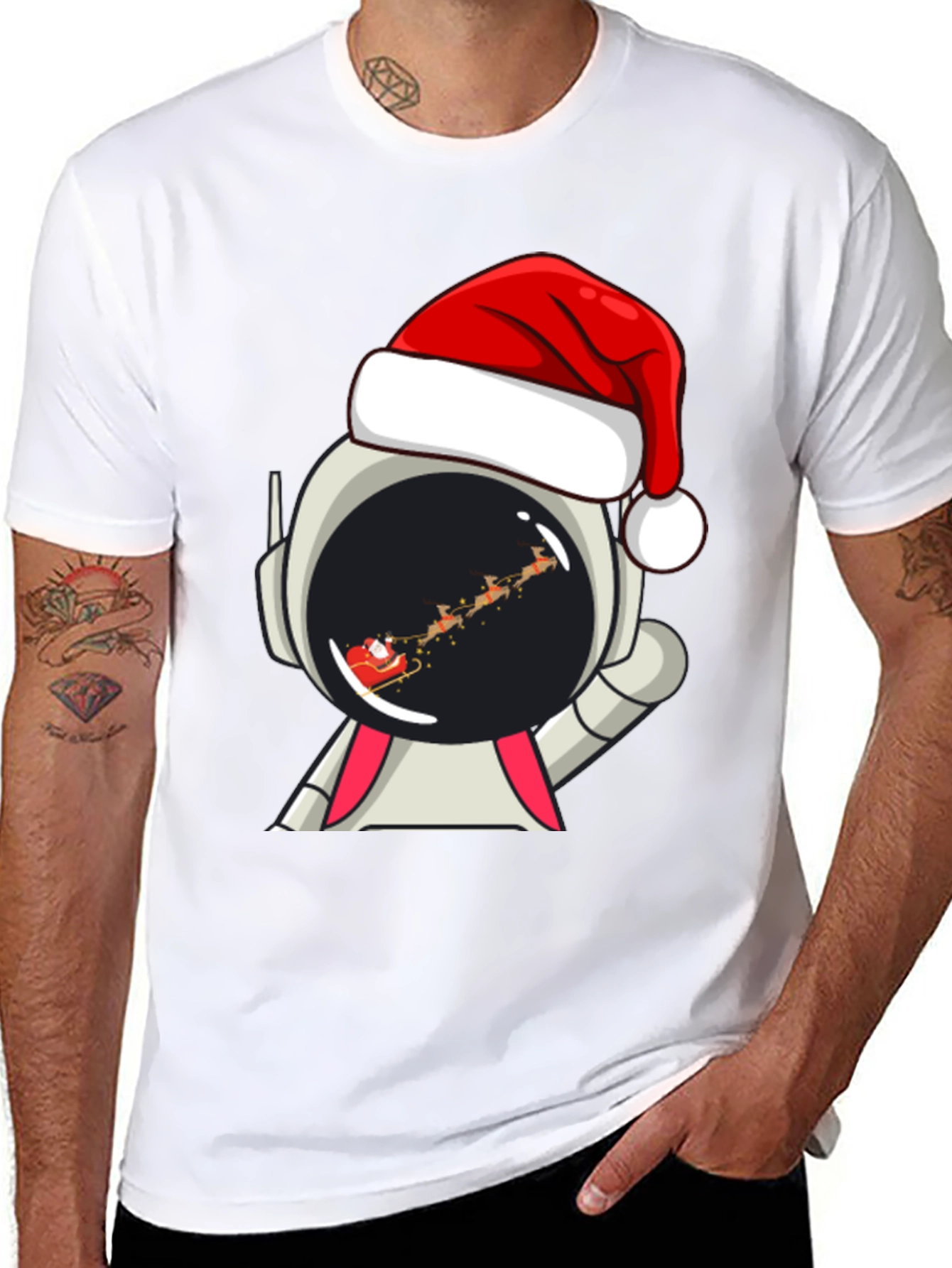 Astronaut Santa T-Shirt - Christmas Space Tee