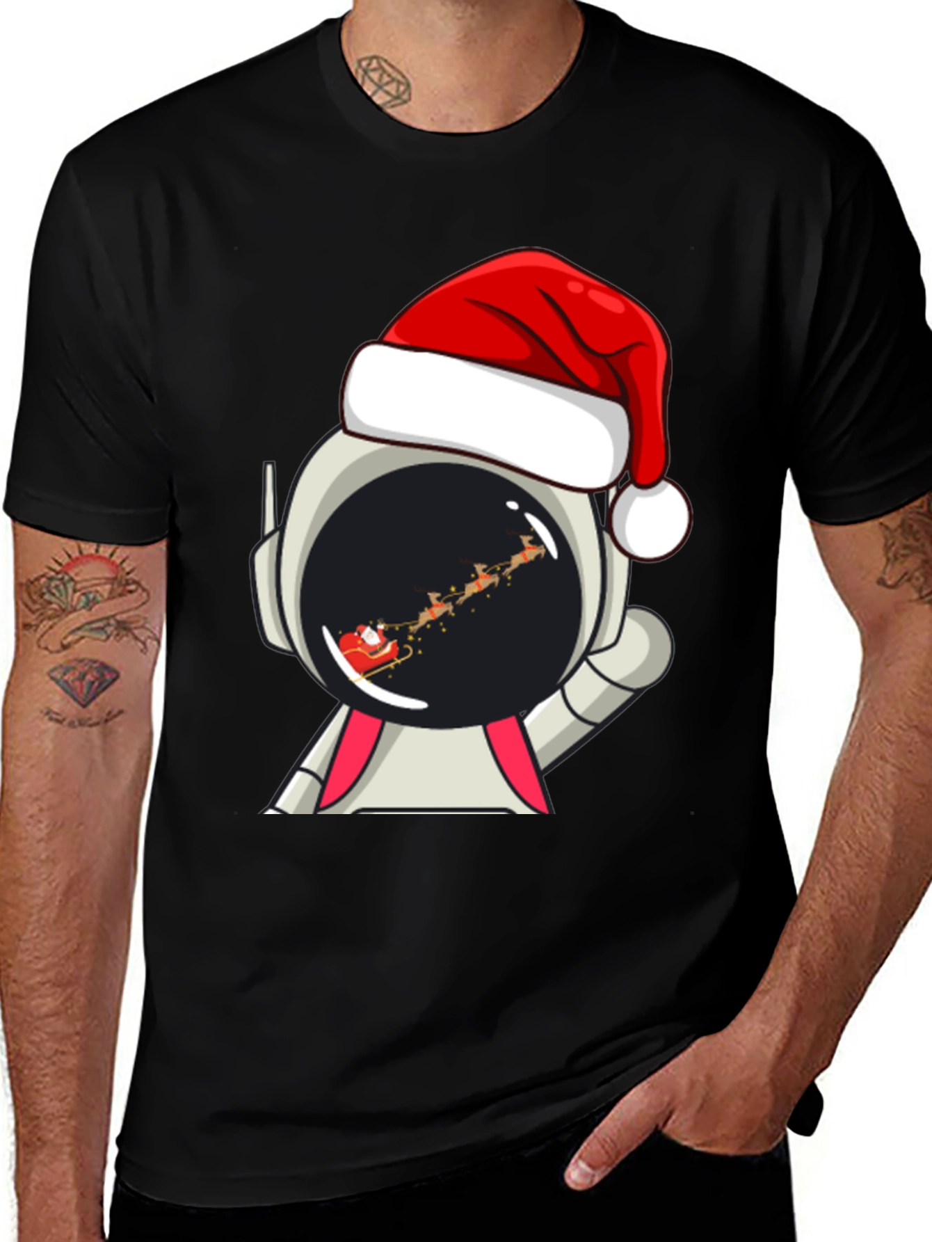 Astronaut Santa T-Shirt - Christmas Space Tee