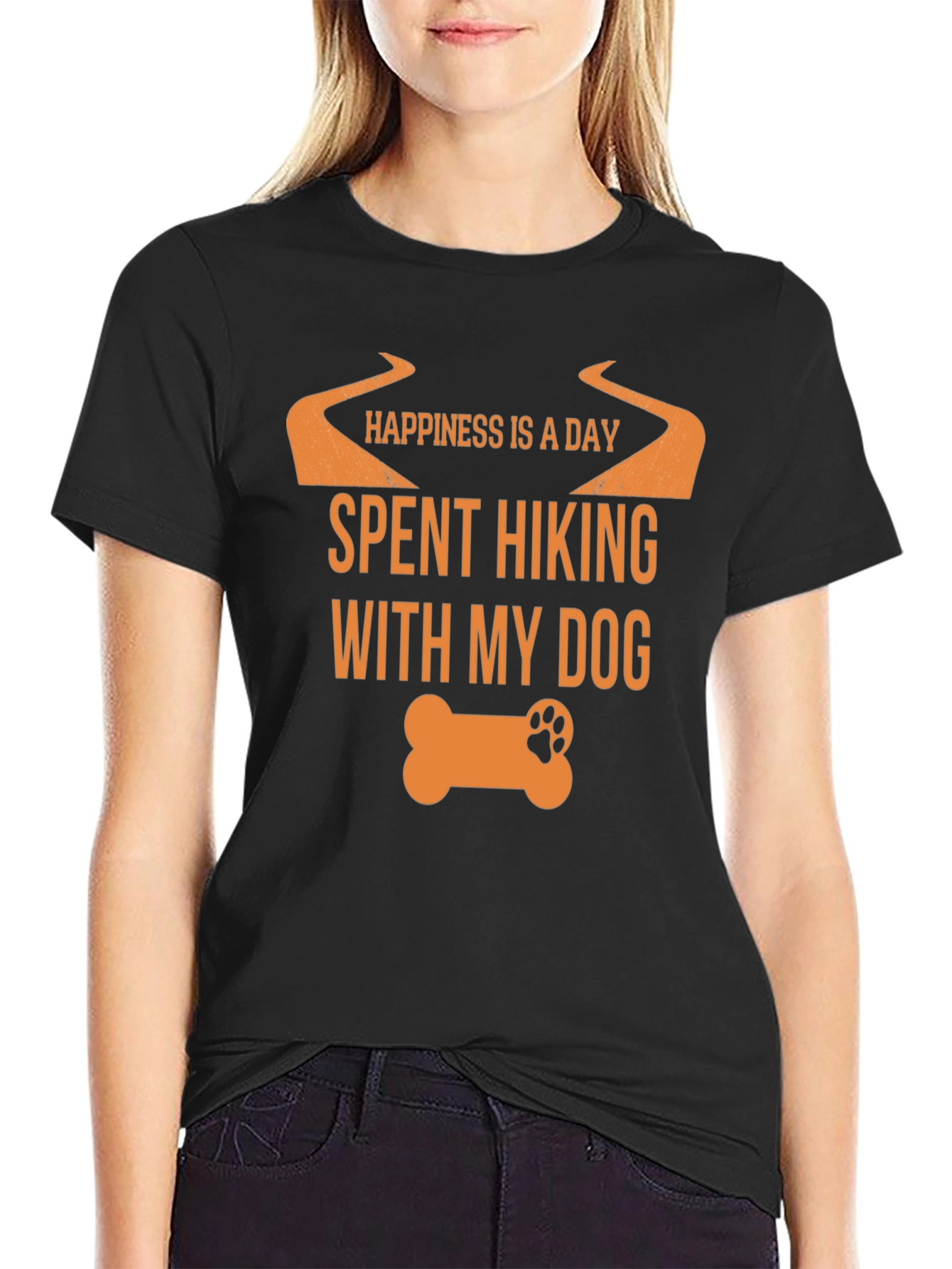 Hiking with My Dog Black T-Shirt