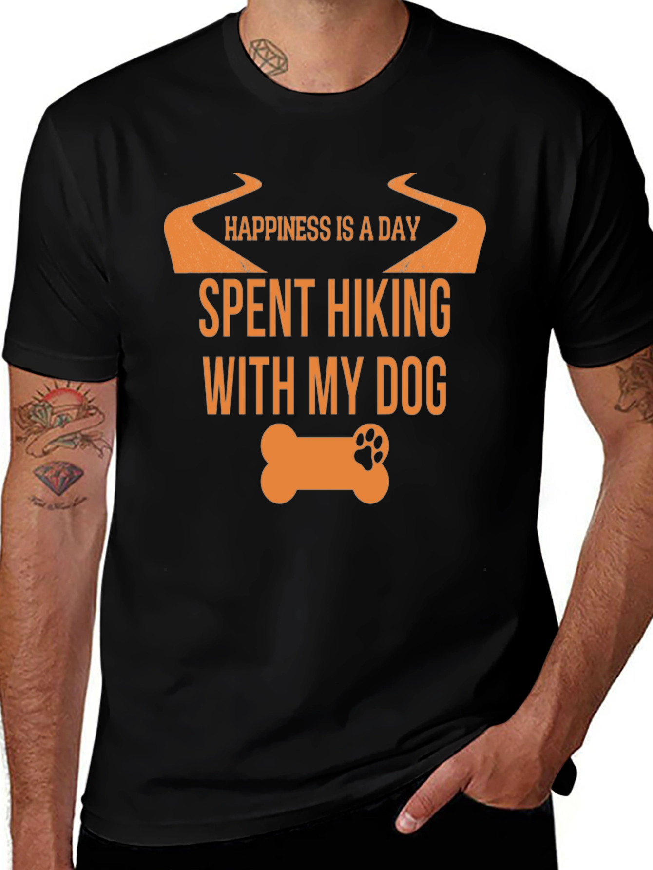 Hiking with My Dog Black T-Shirt