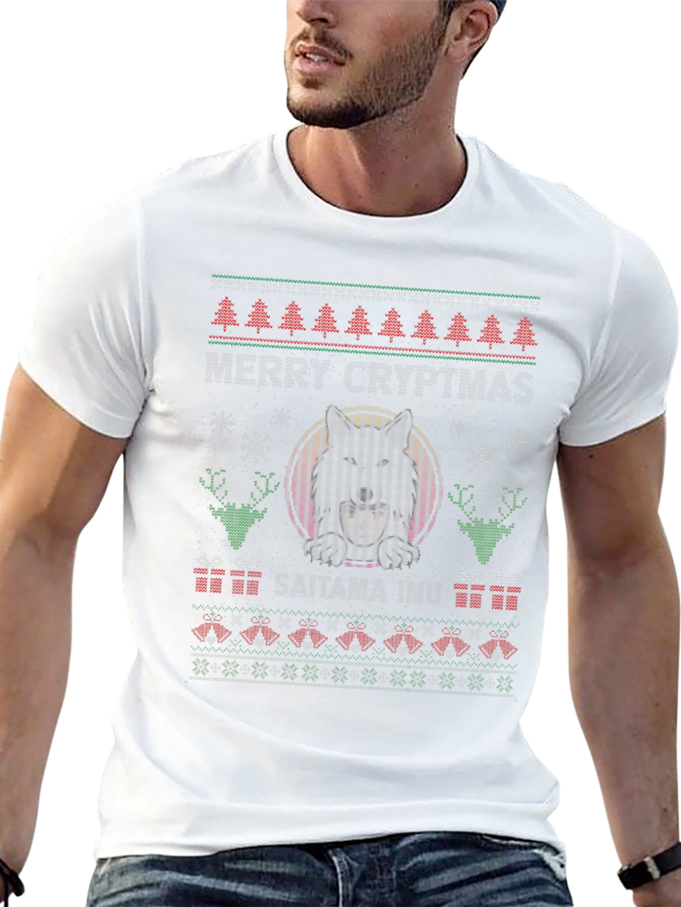 Merry Cryptmas Saitama Inu Ugly Christmas Sweater T-Shirt