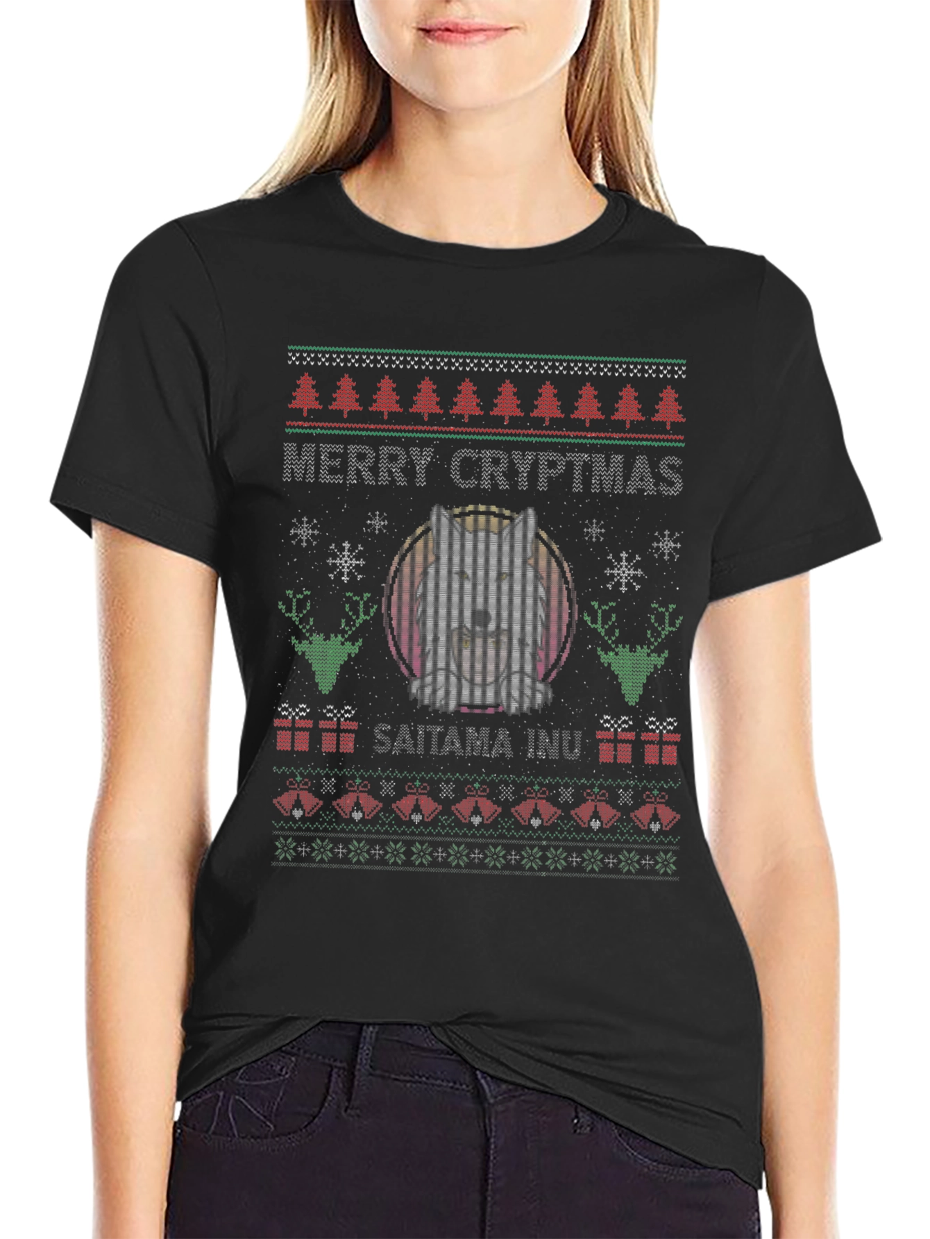 Merry Cryptmas Saitama Inu Ugly Christmas Sweater T-Shirt