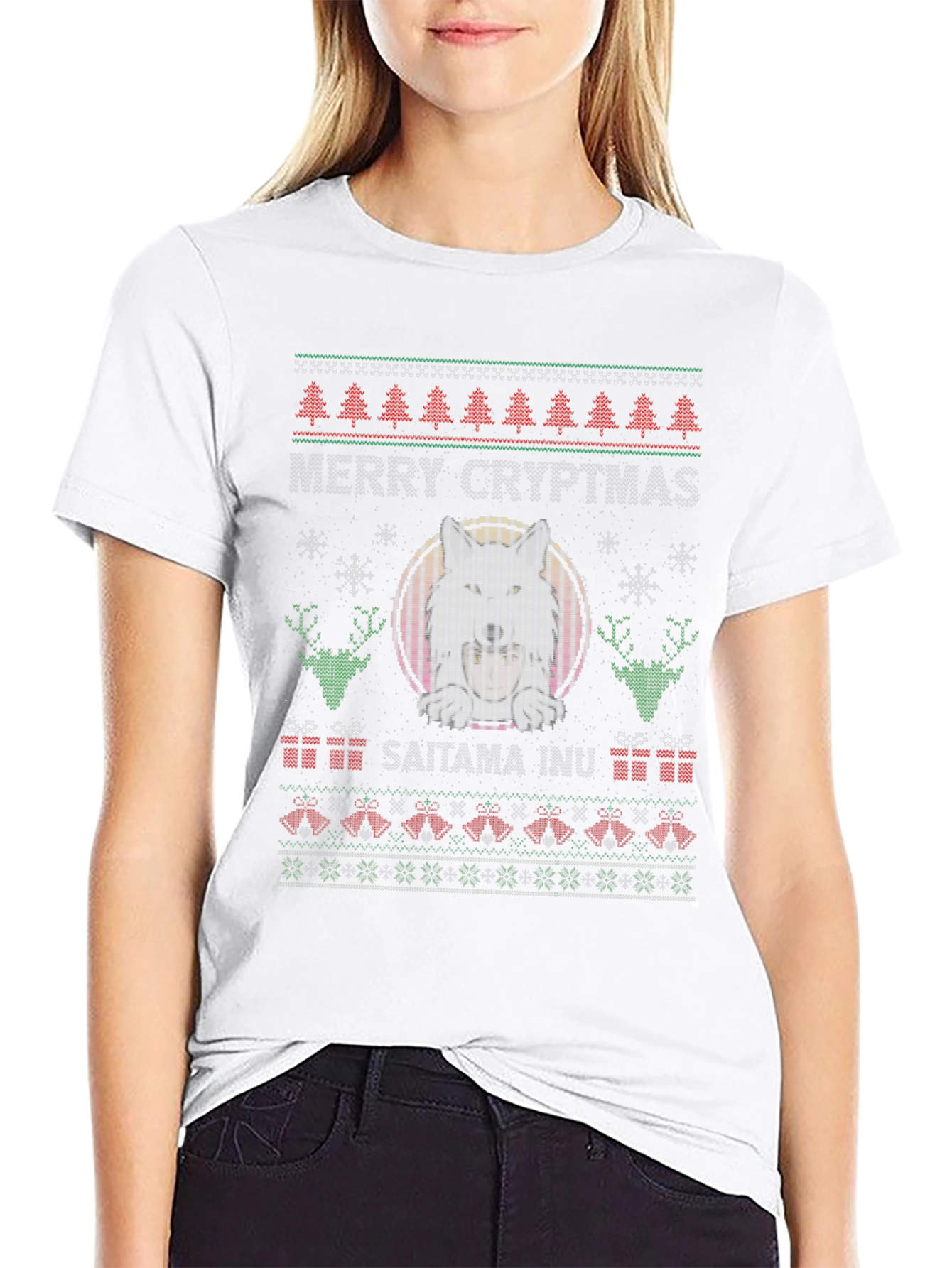 Merry Cryptmas Saitama Inu Ugly Christmas Sweater T-Shirt