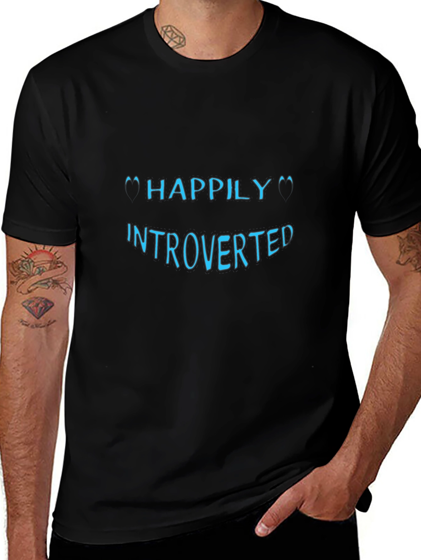 Happily Introverted Black T-Shirt