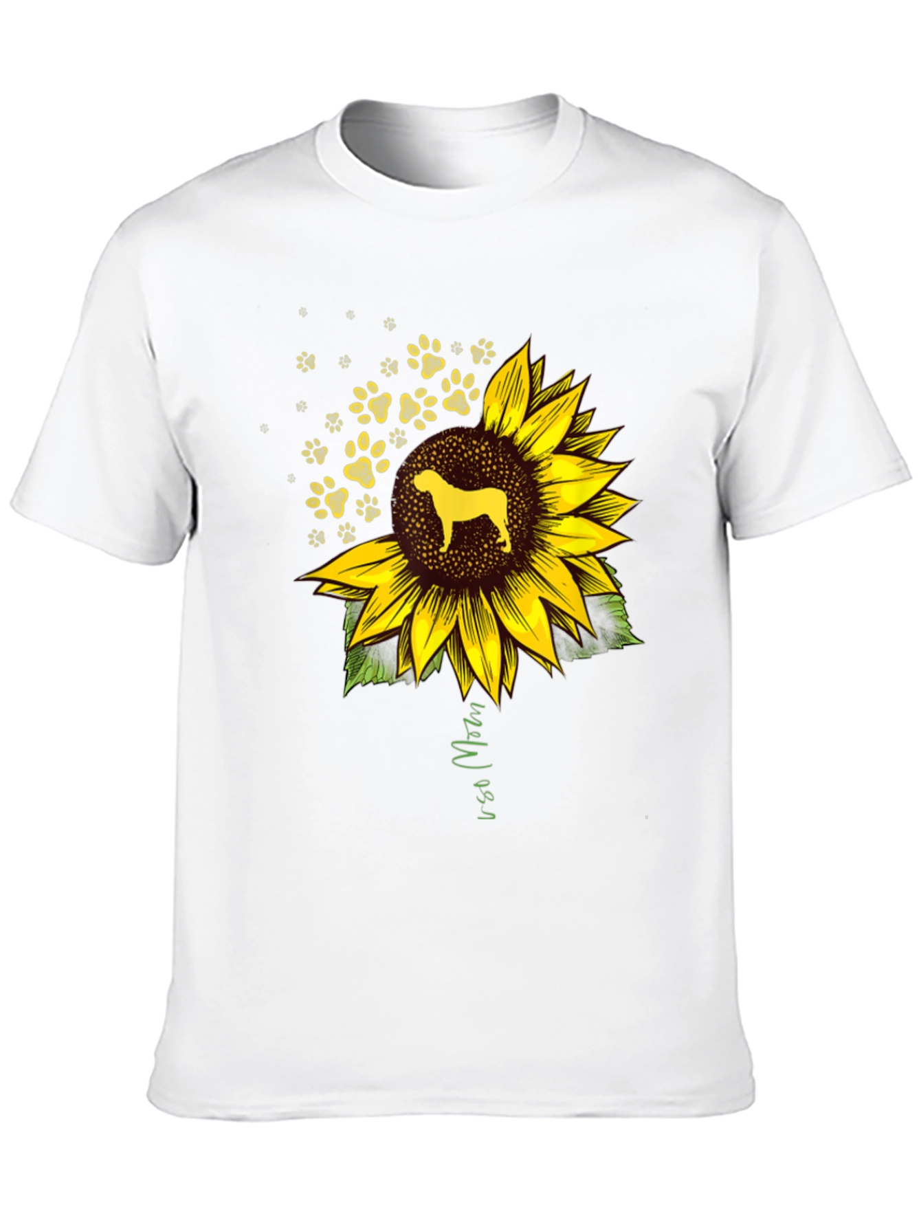 Dog Sunflower Paw Print Graphic Tee